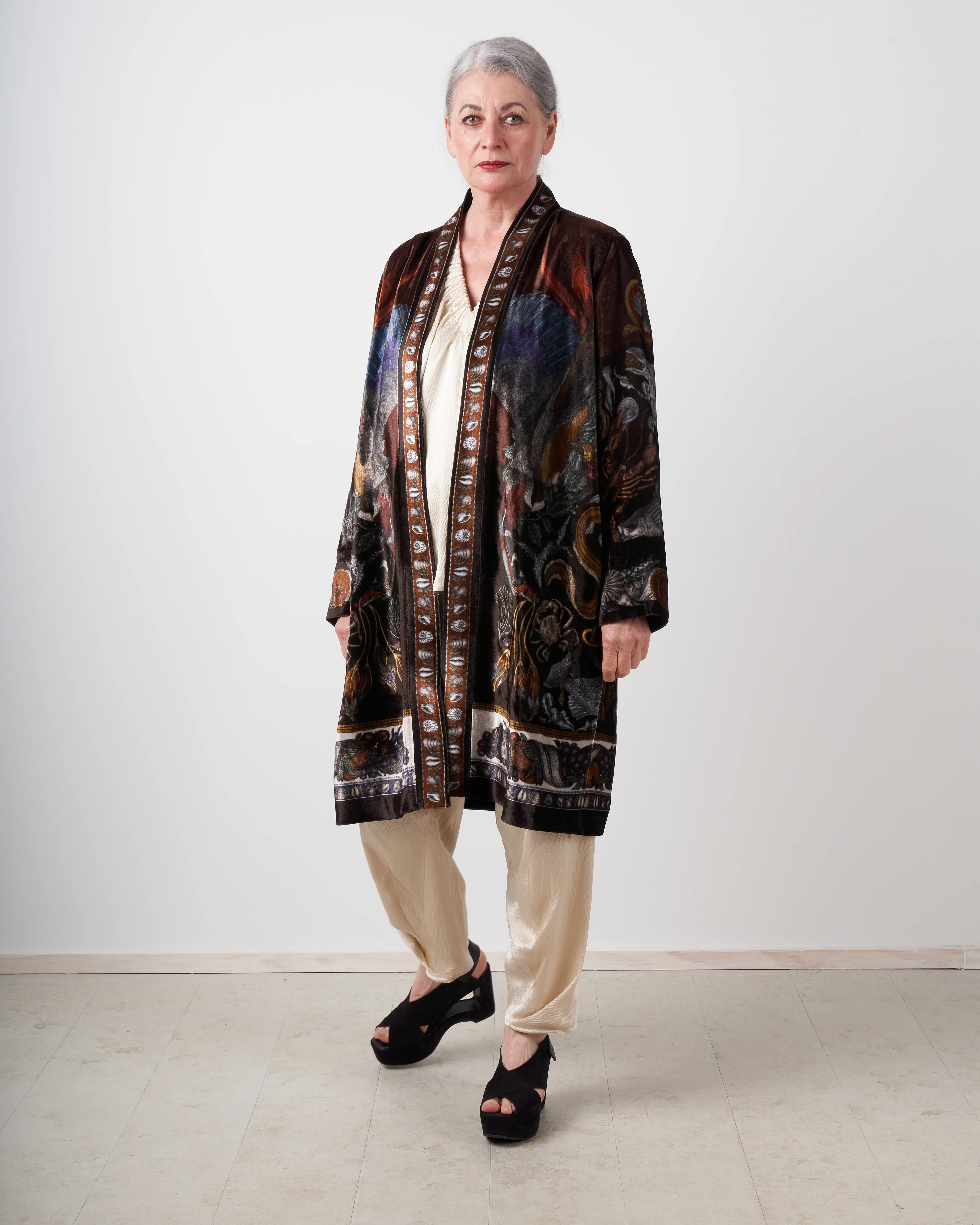 neptune's riches silk velvet midi jacket - rosso - Image 3