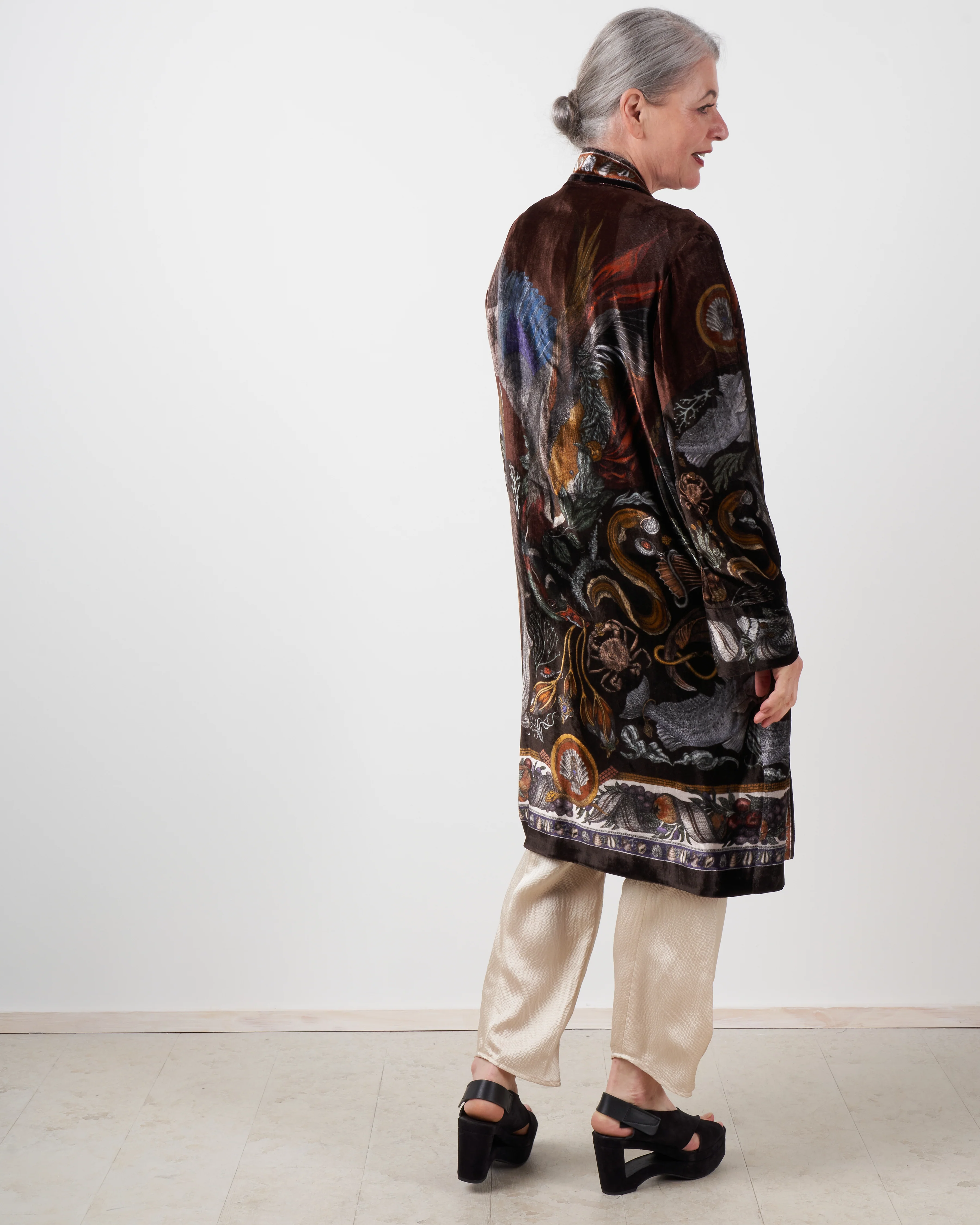 neptune's riches silk velvet midi jacket - rosso - Image 4