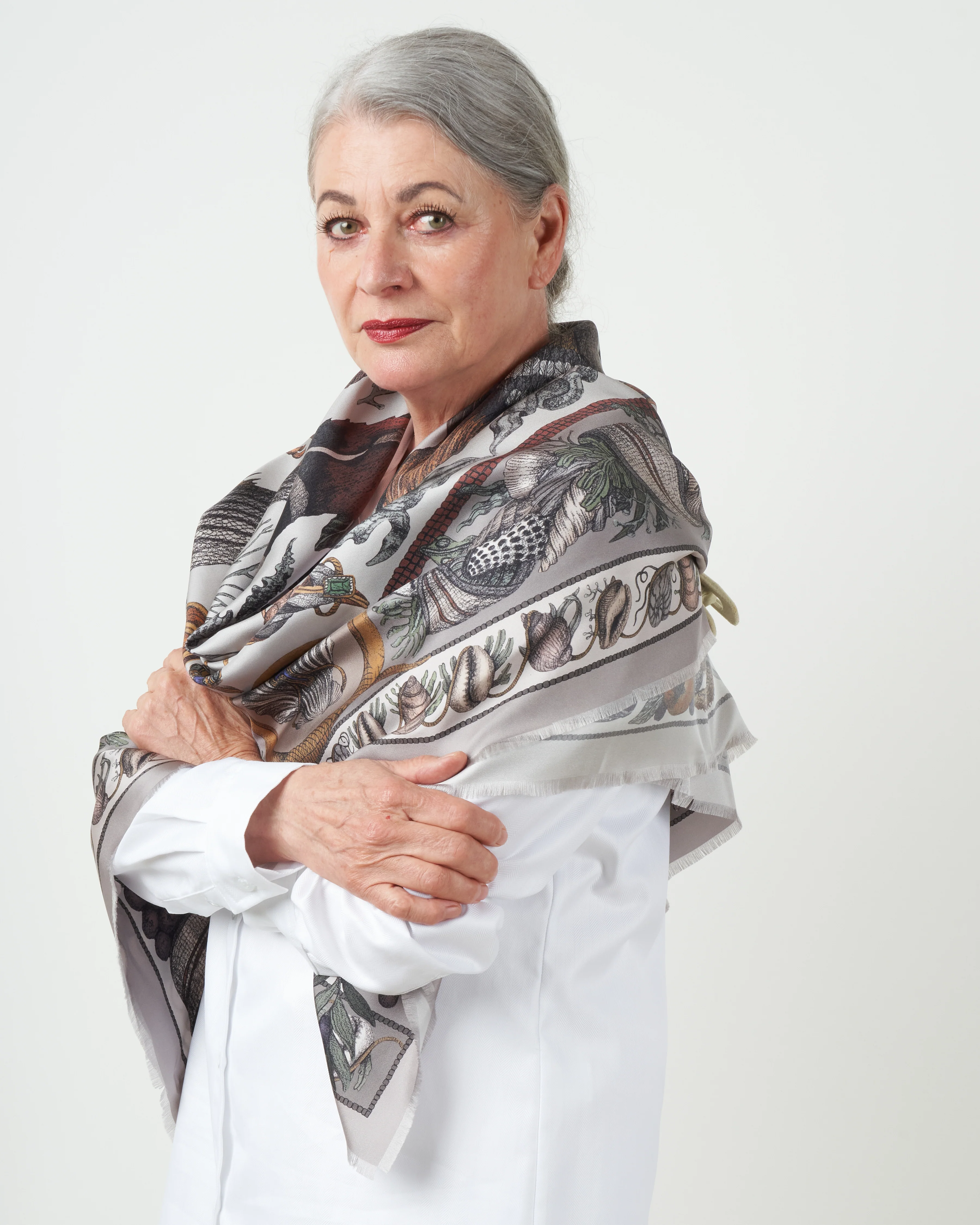 neptune's riches large silk twill scarf - marble - Image 3