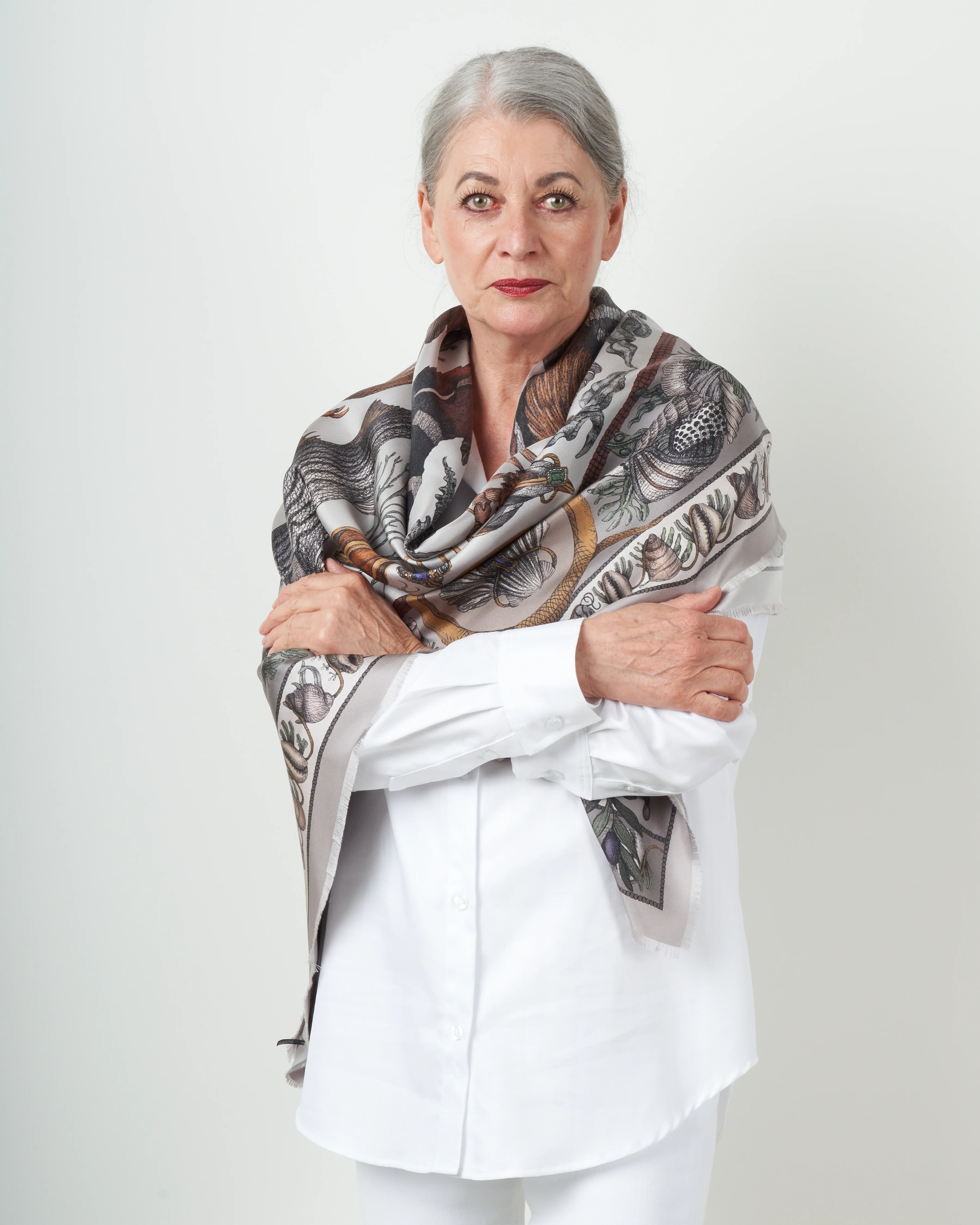 neptune's riches large silk twill scarf - marble - Image 4