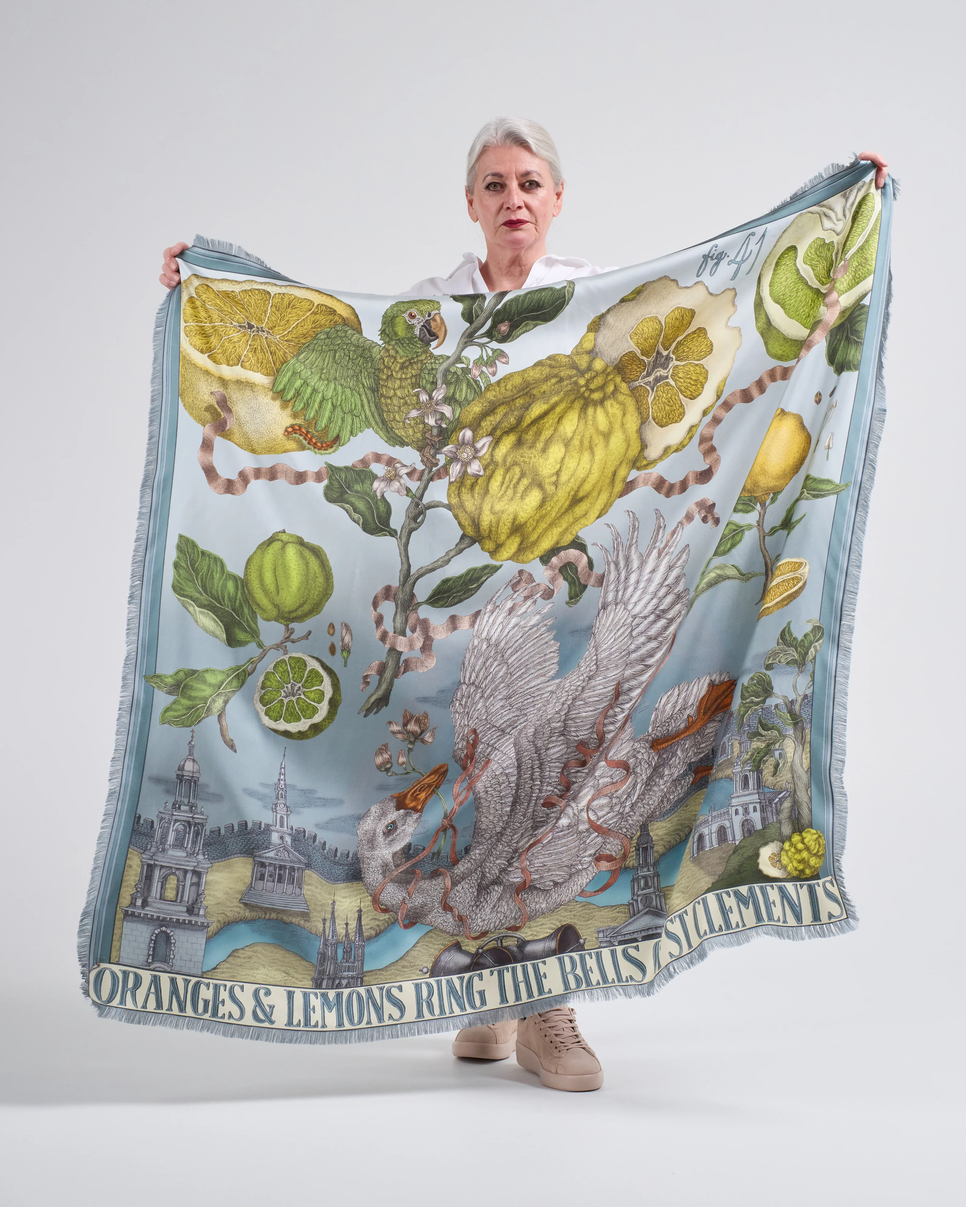 oranges and lemons large silk twill square scarf - Image 2