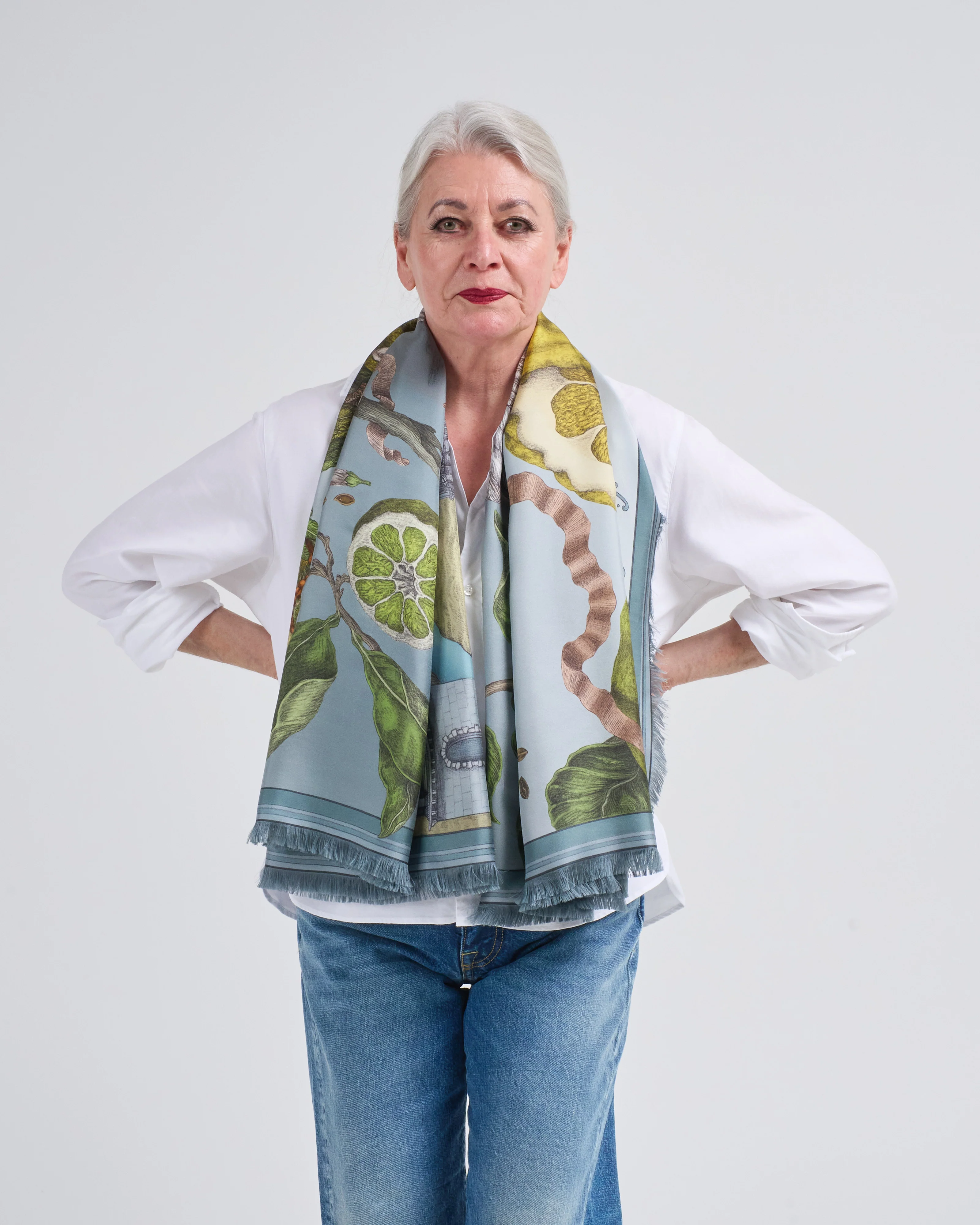oranges and lemons large silk twill square scarf - Image 5