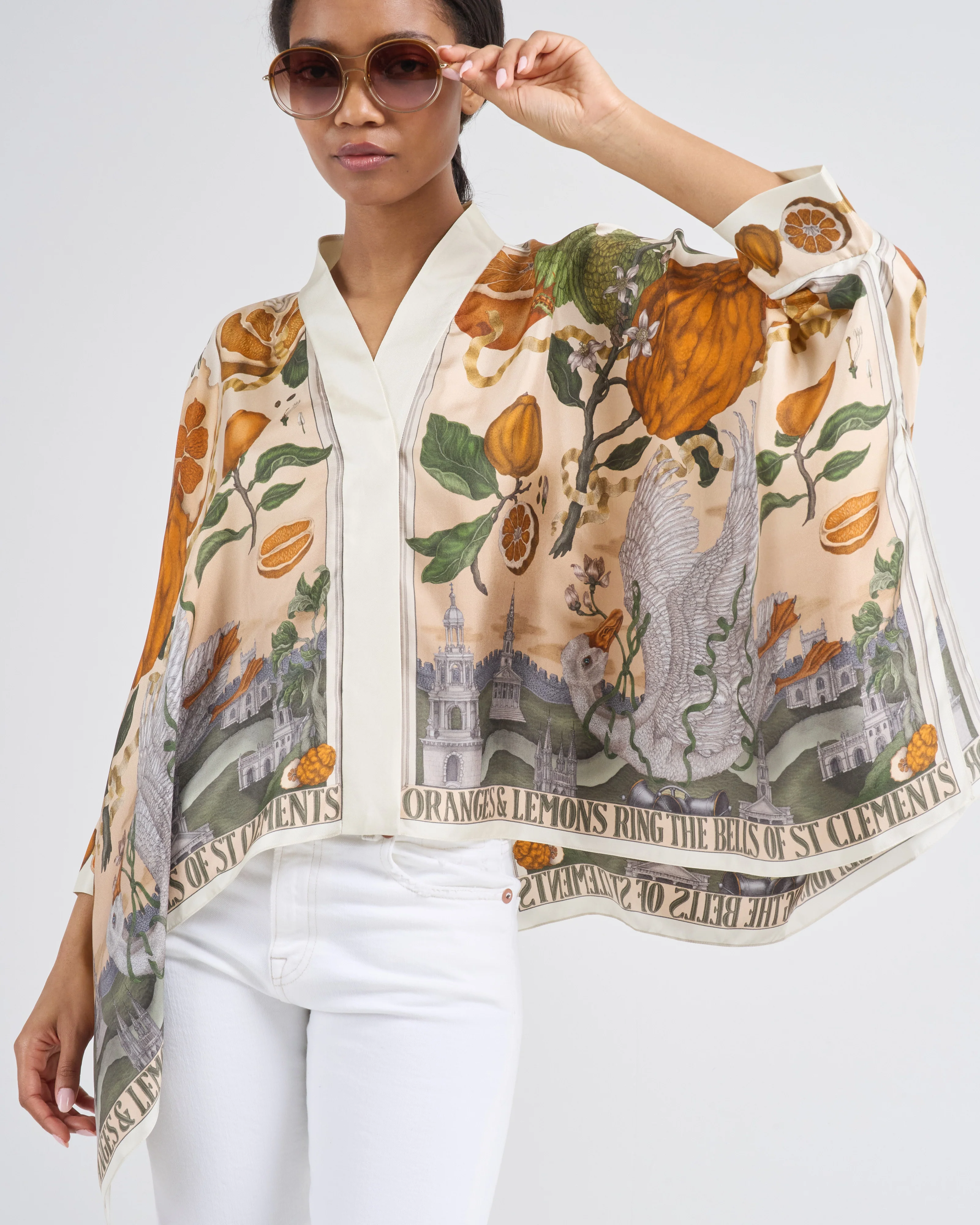 oranges and lemons silk scarf blouse - Image 2