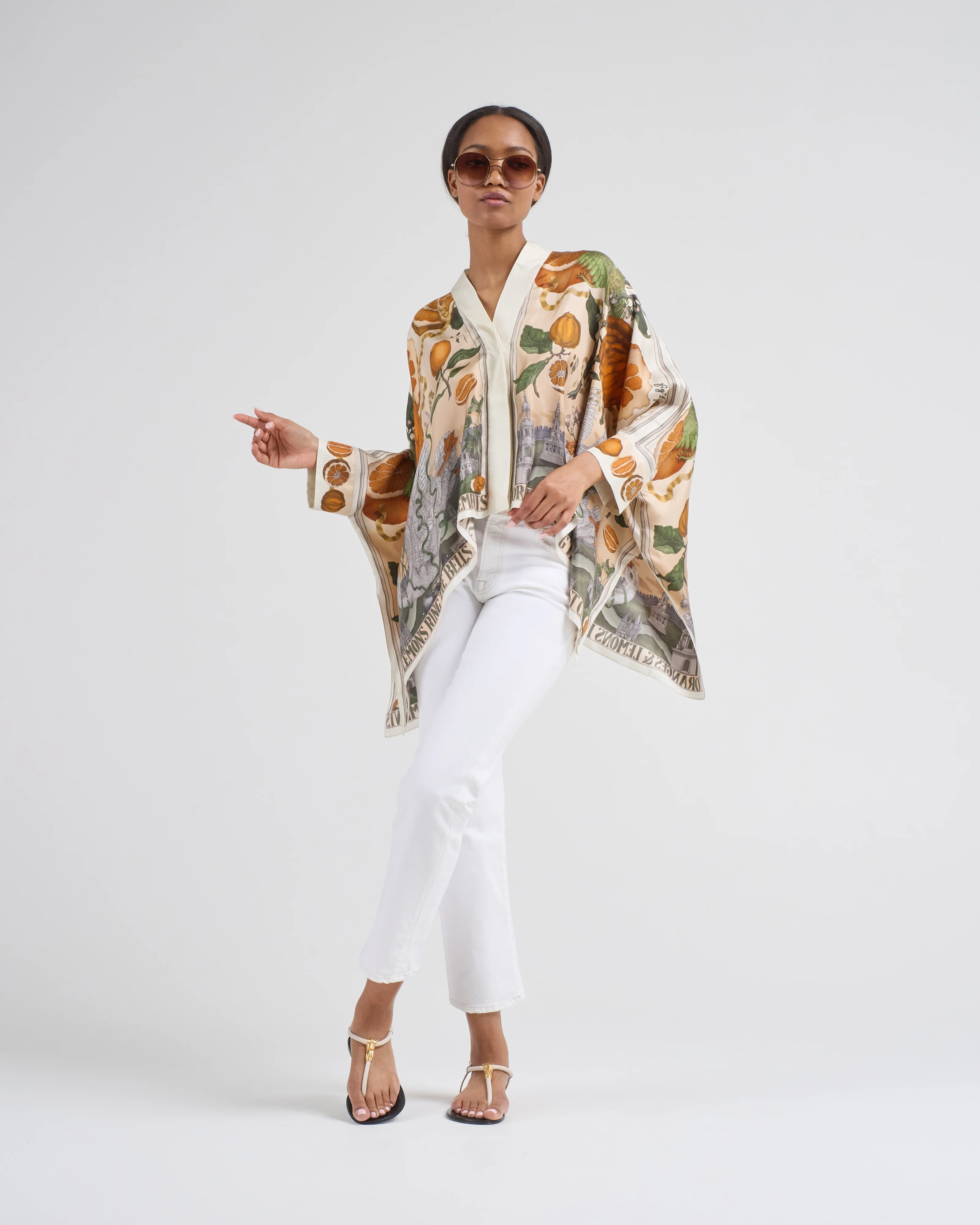 oranges and lemons silk scarf blouse - Image 3
