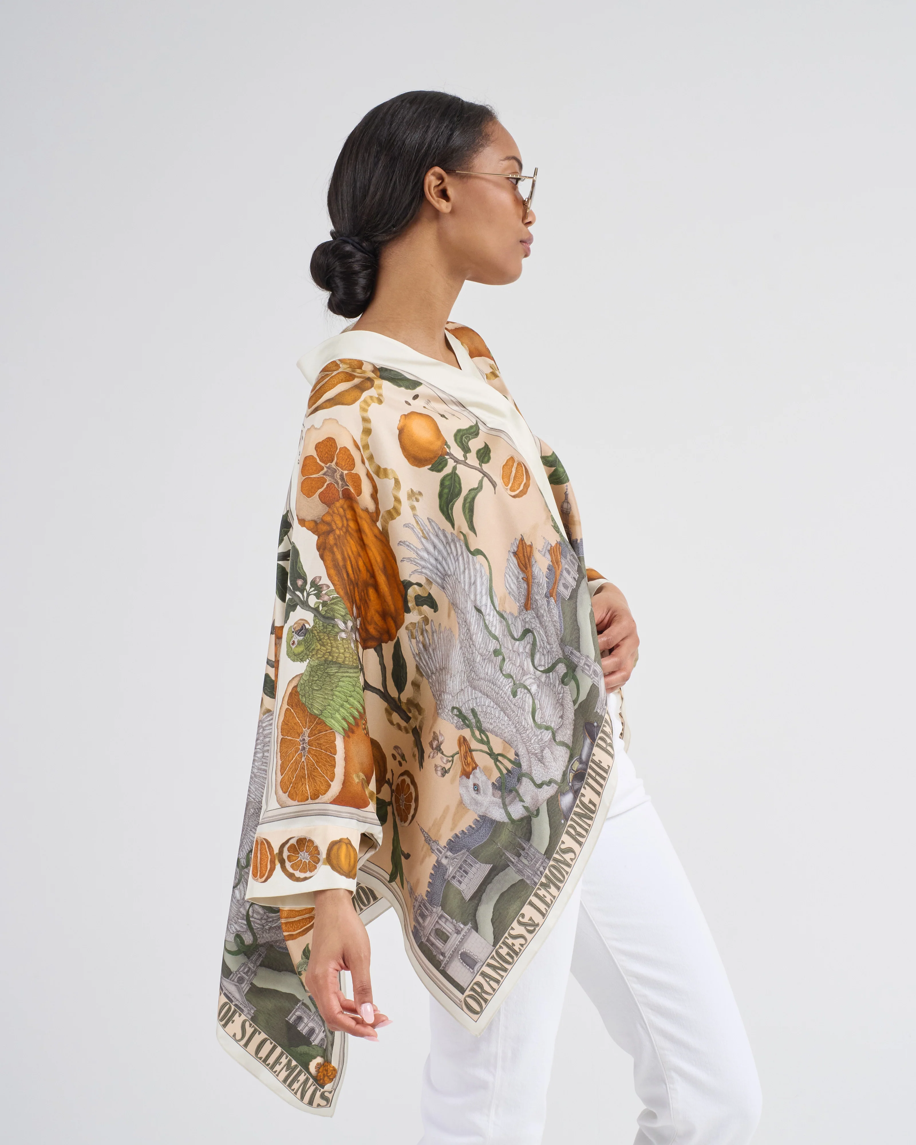 oranges and lemons silk scarf blouse - Image 4