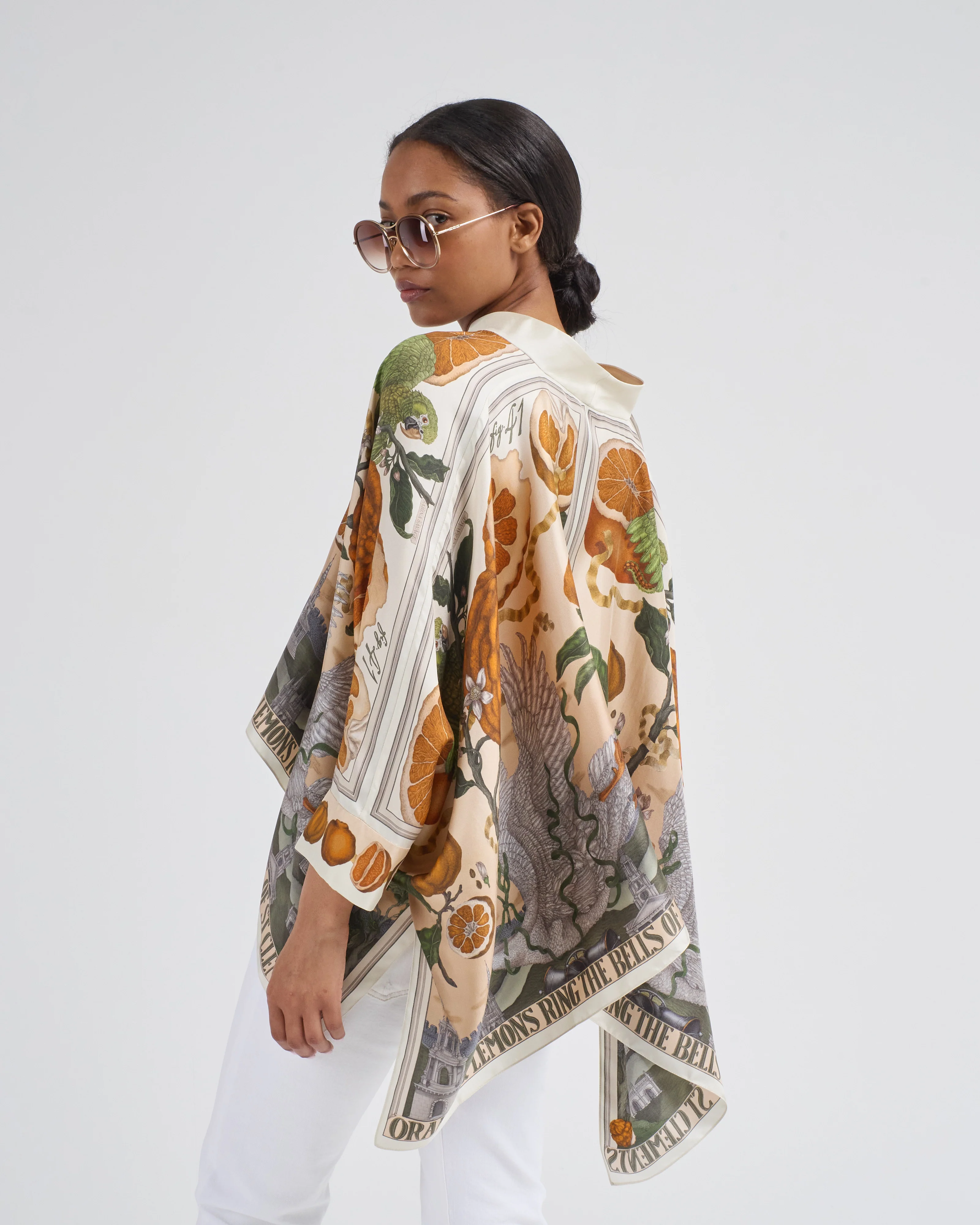 oranges and lemons silk scarf blouse - Image 5