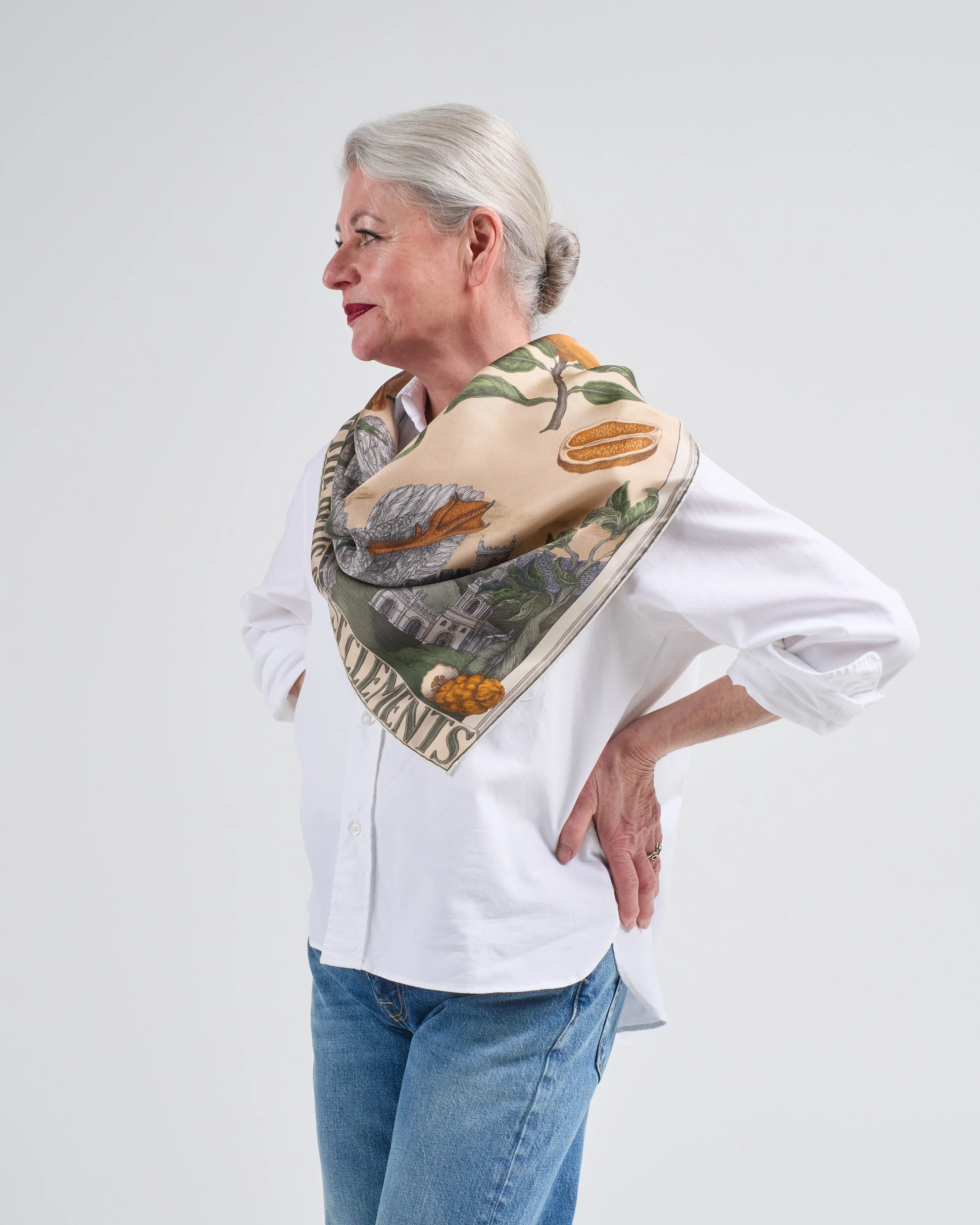 oranges and lemons silk twill square scarf - Image 5