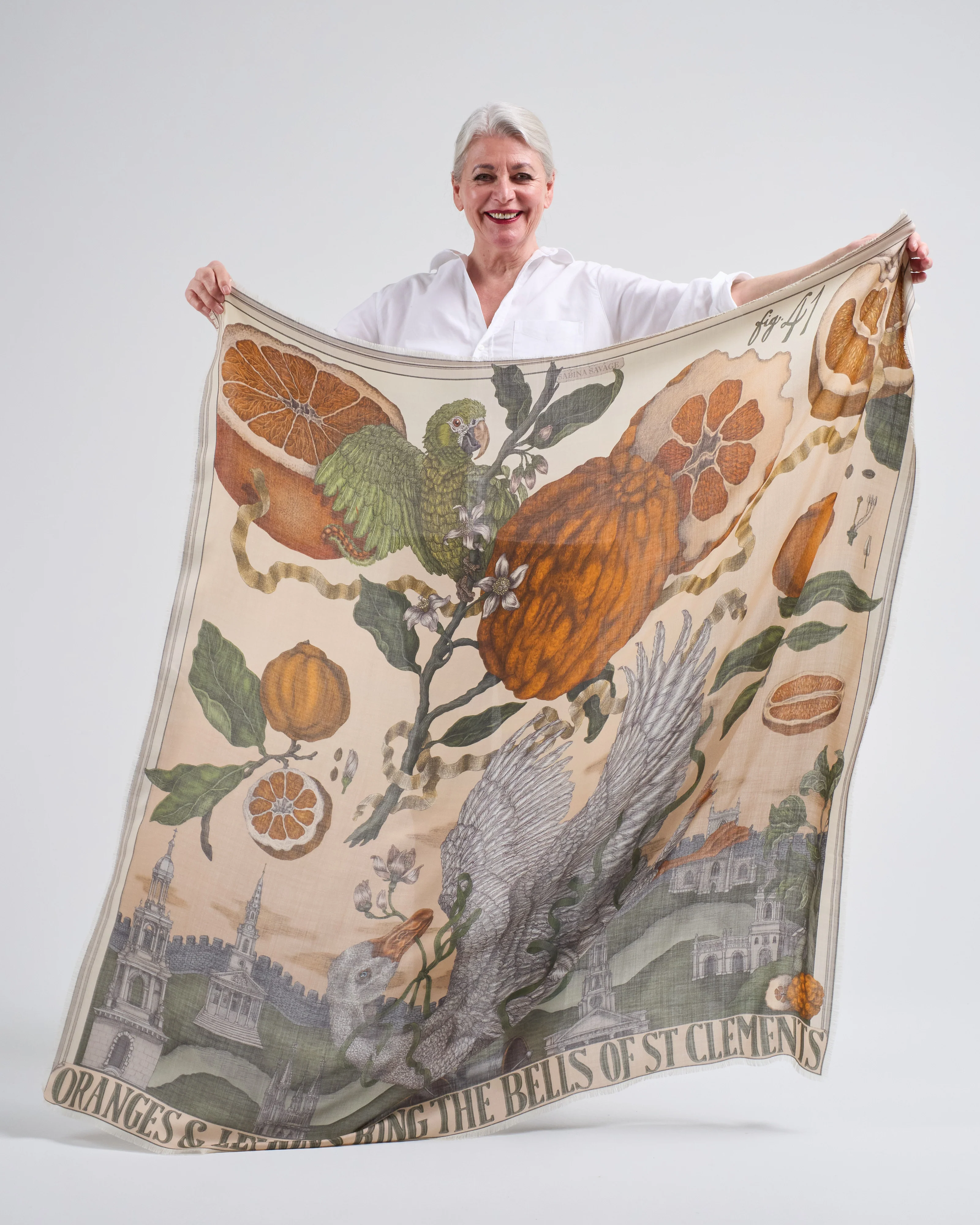 oranges and lemons wool/silk square scarf - Image 2