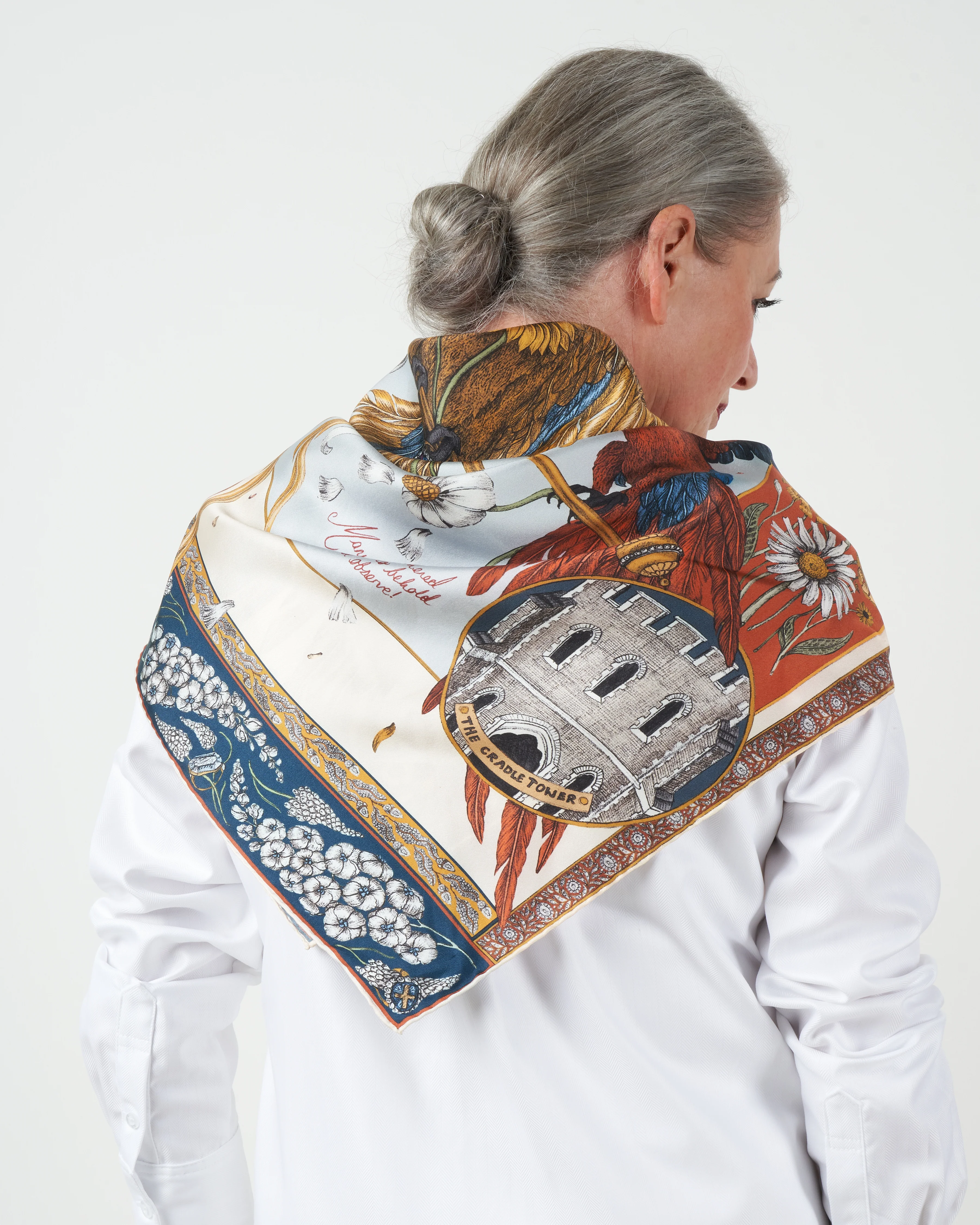 princely parrots silk scarf - delphinium - Image 3