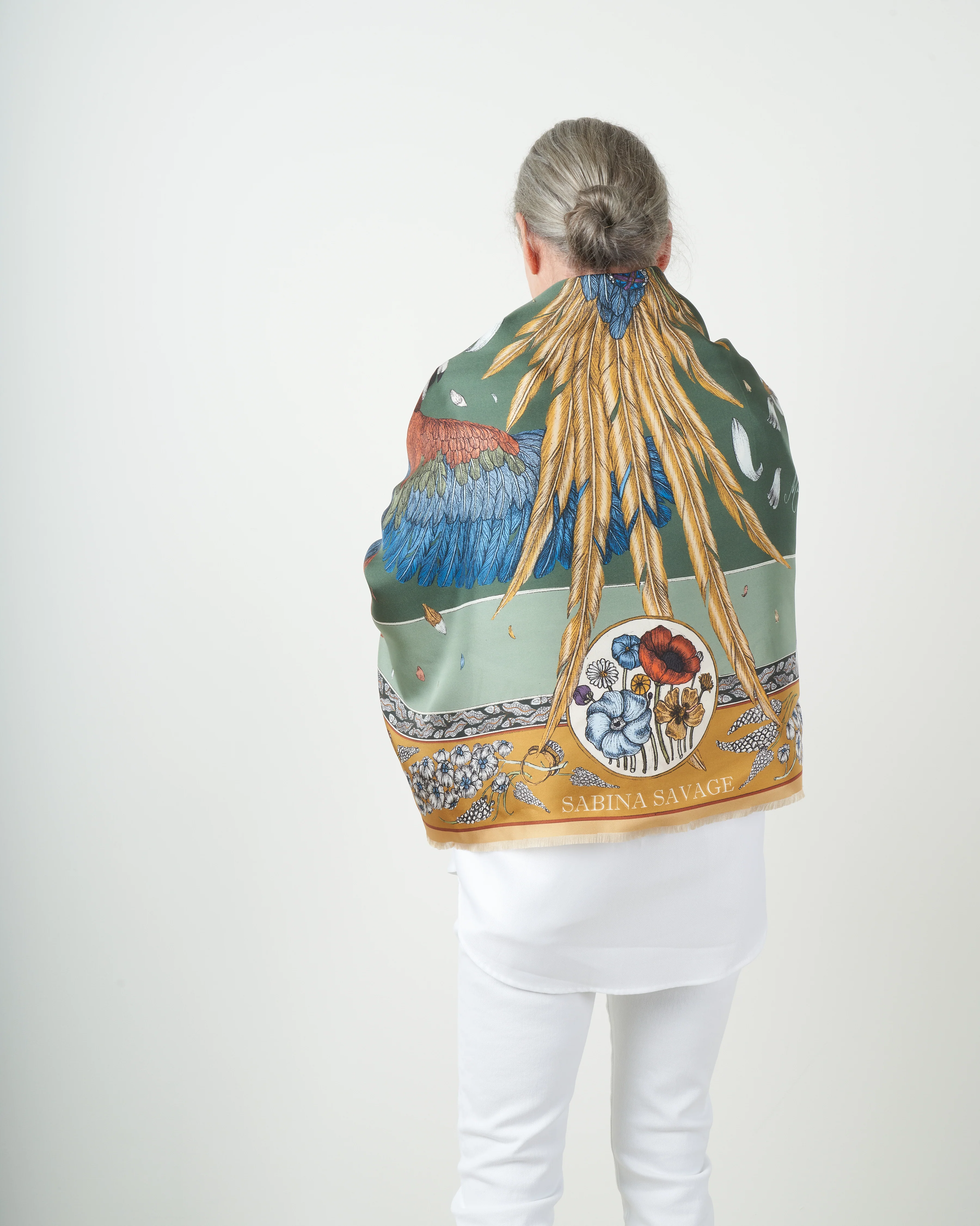 princely parrots silk twill scarf - pistachio - Image 4
