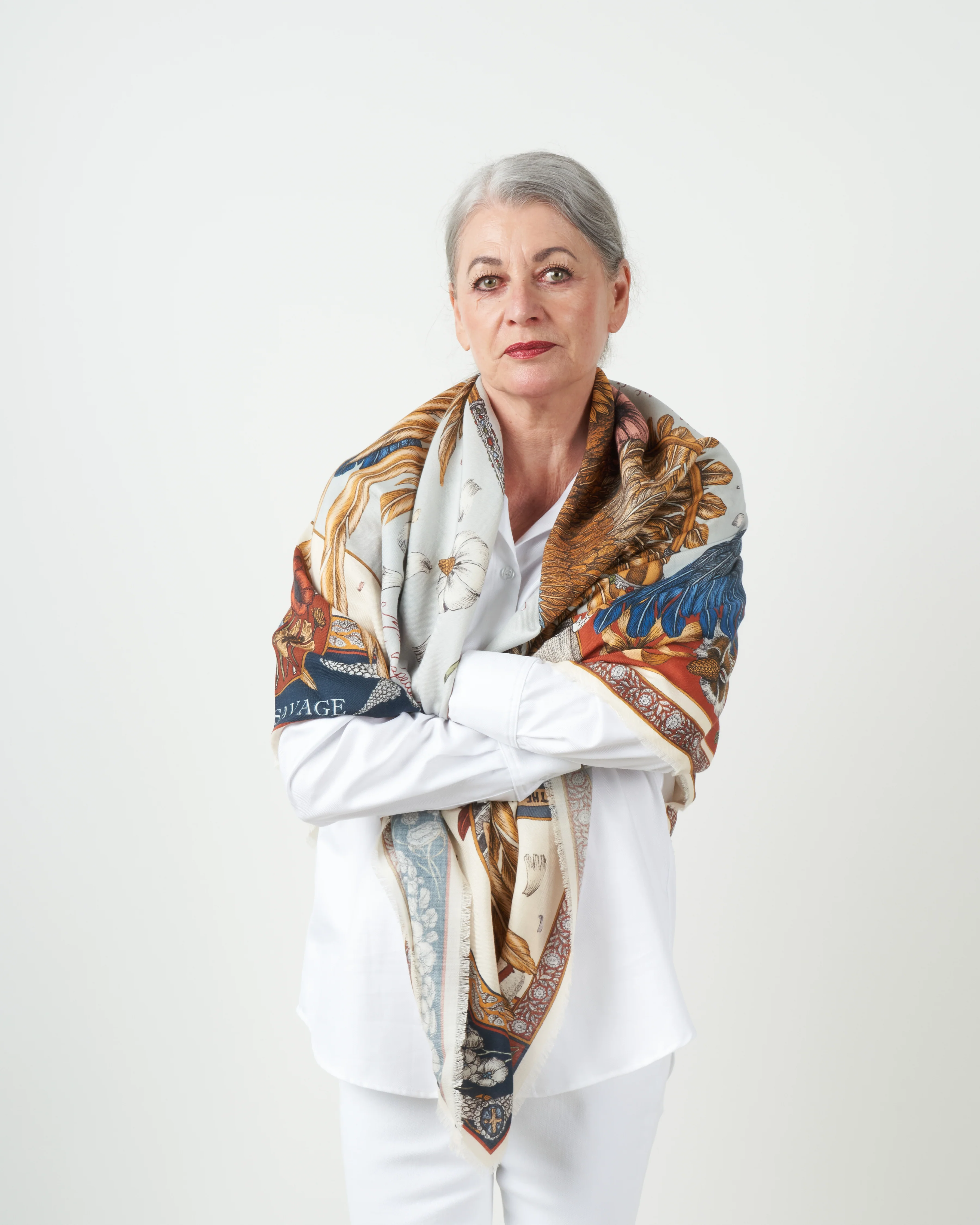 princely parrots wool silk scarf - delphinium - Image 2