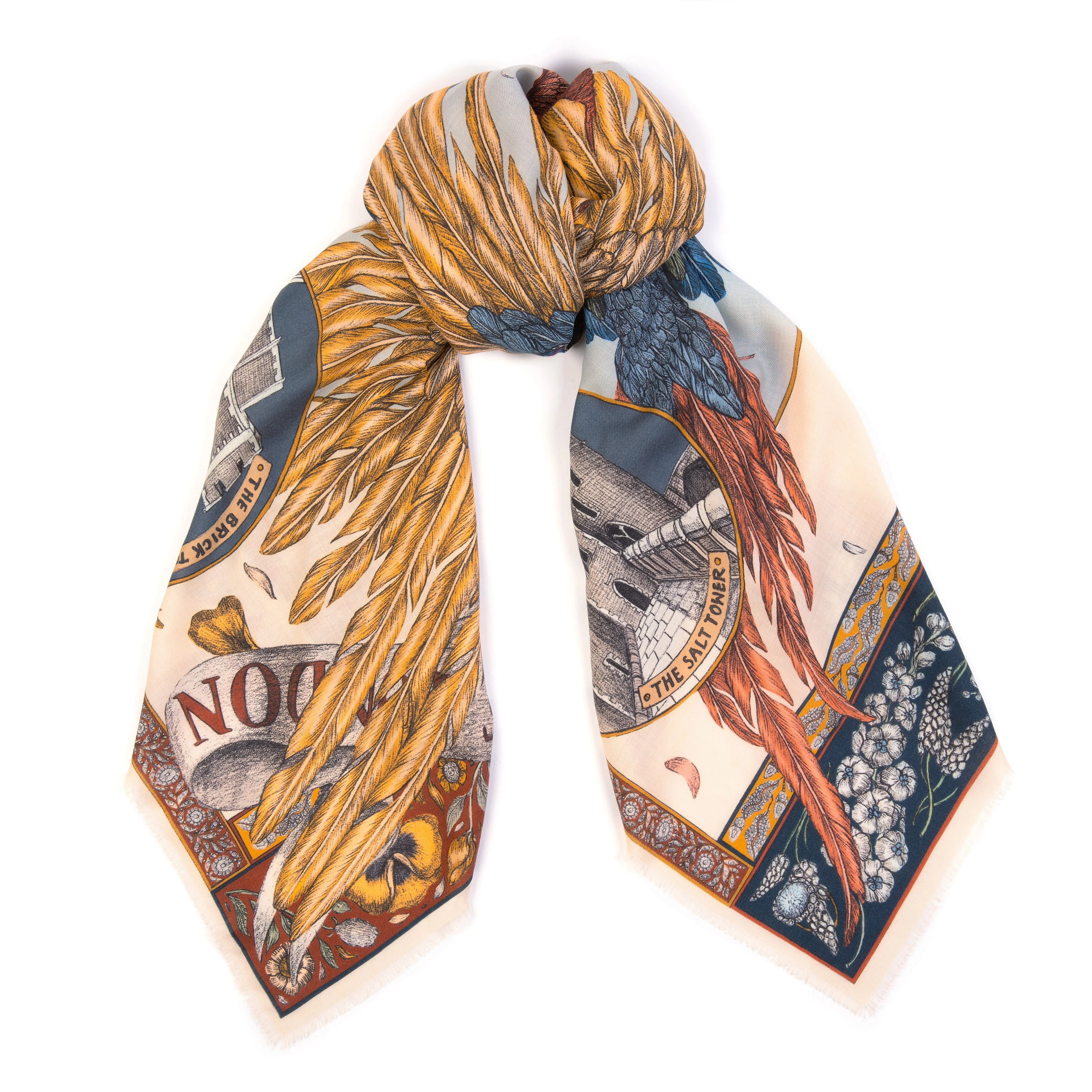 princely parrots wool silk scarf - delphinium - Image 4