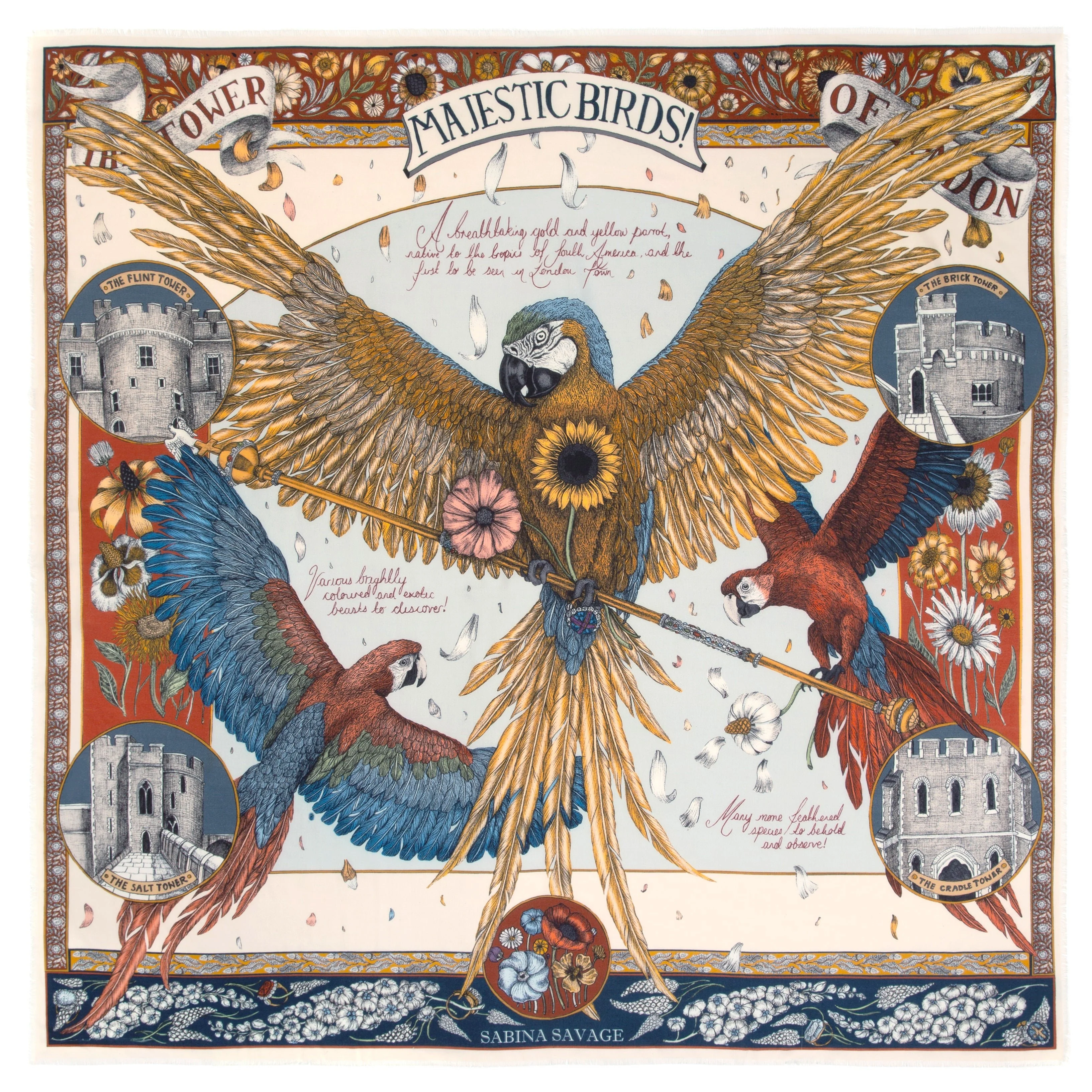 princely parrots wool silk scarf - delphinium - Image 5