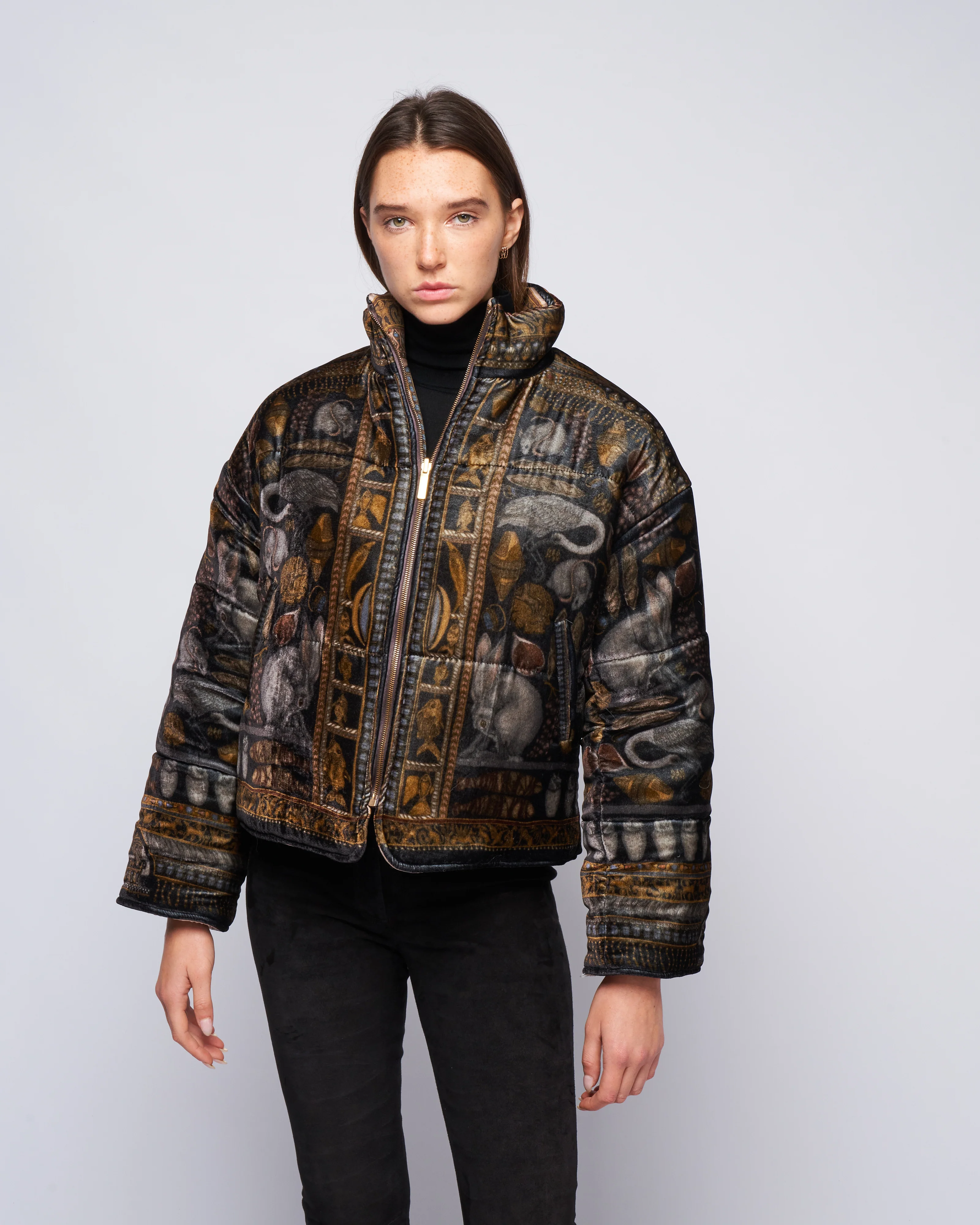 reversible padded jacket - onyx/ gold