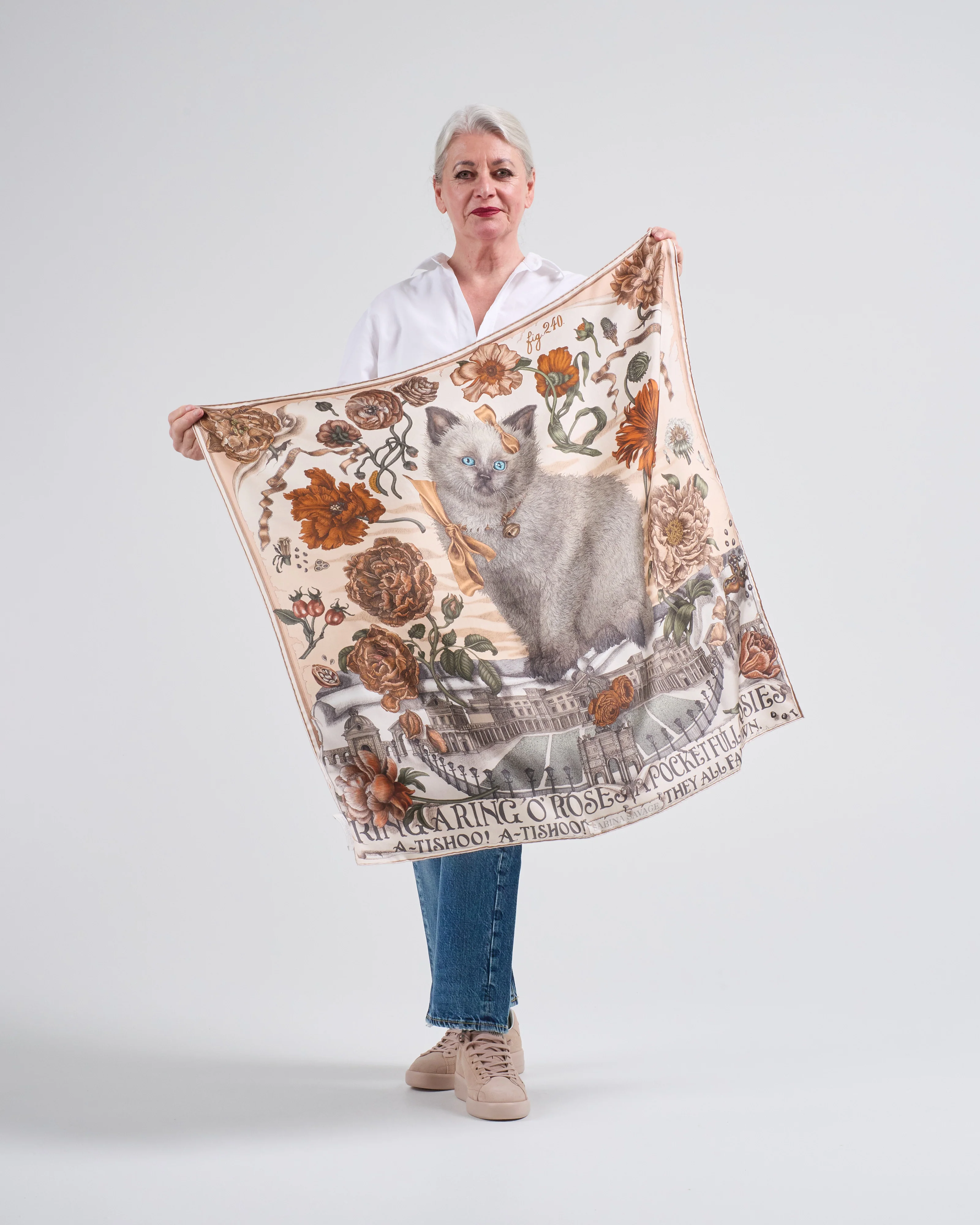 ring a ring o' roses silk twill square scarf - Image 2