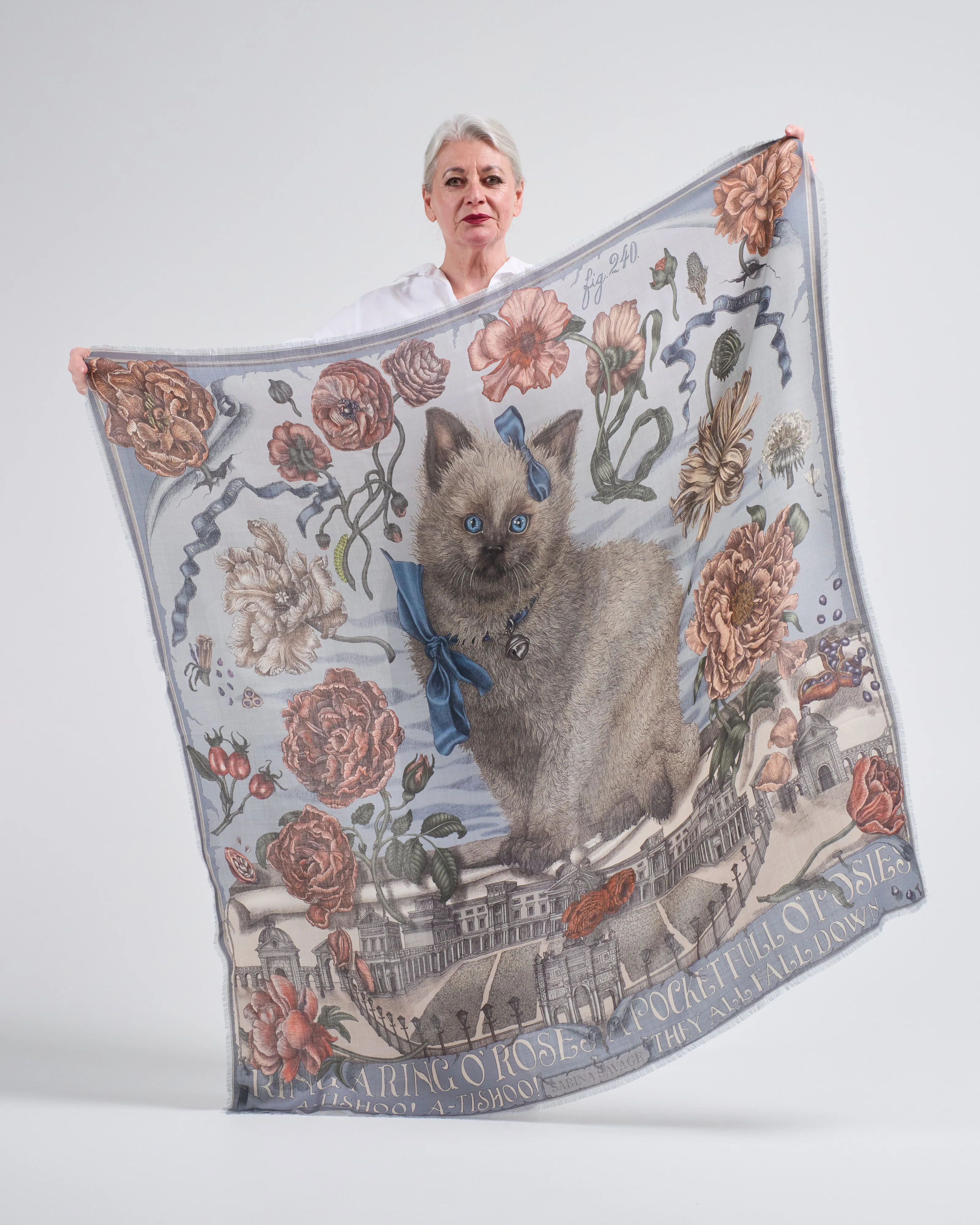 ring a ring o' roses wool/silk square scarf - Image 2