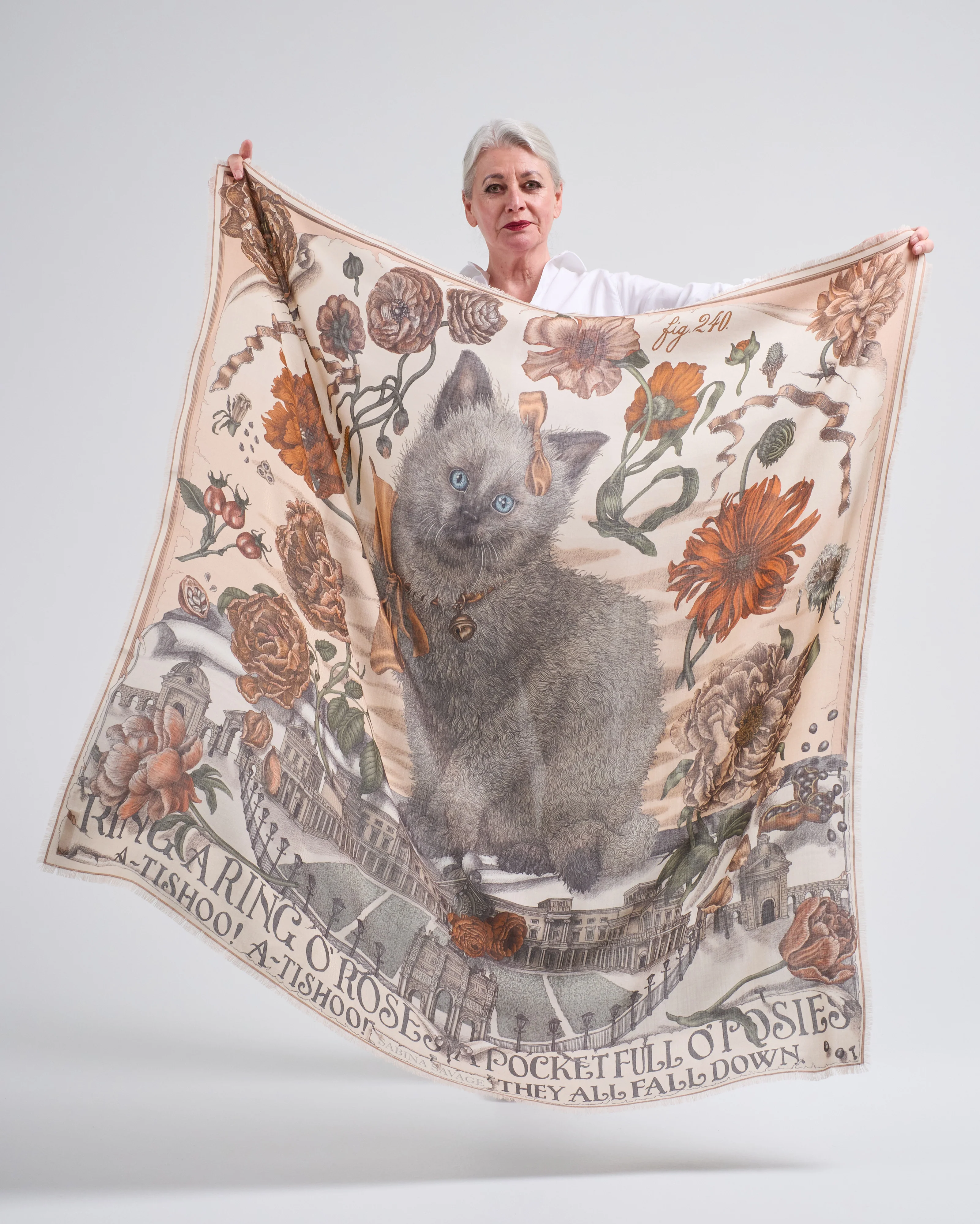 ring a ring o' roses wool/silk square scarf - Image 2