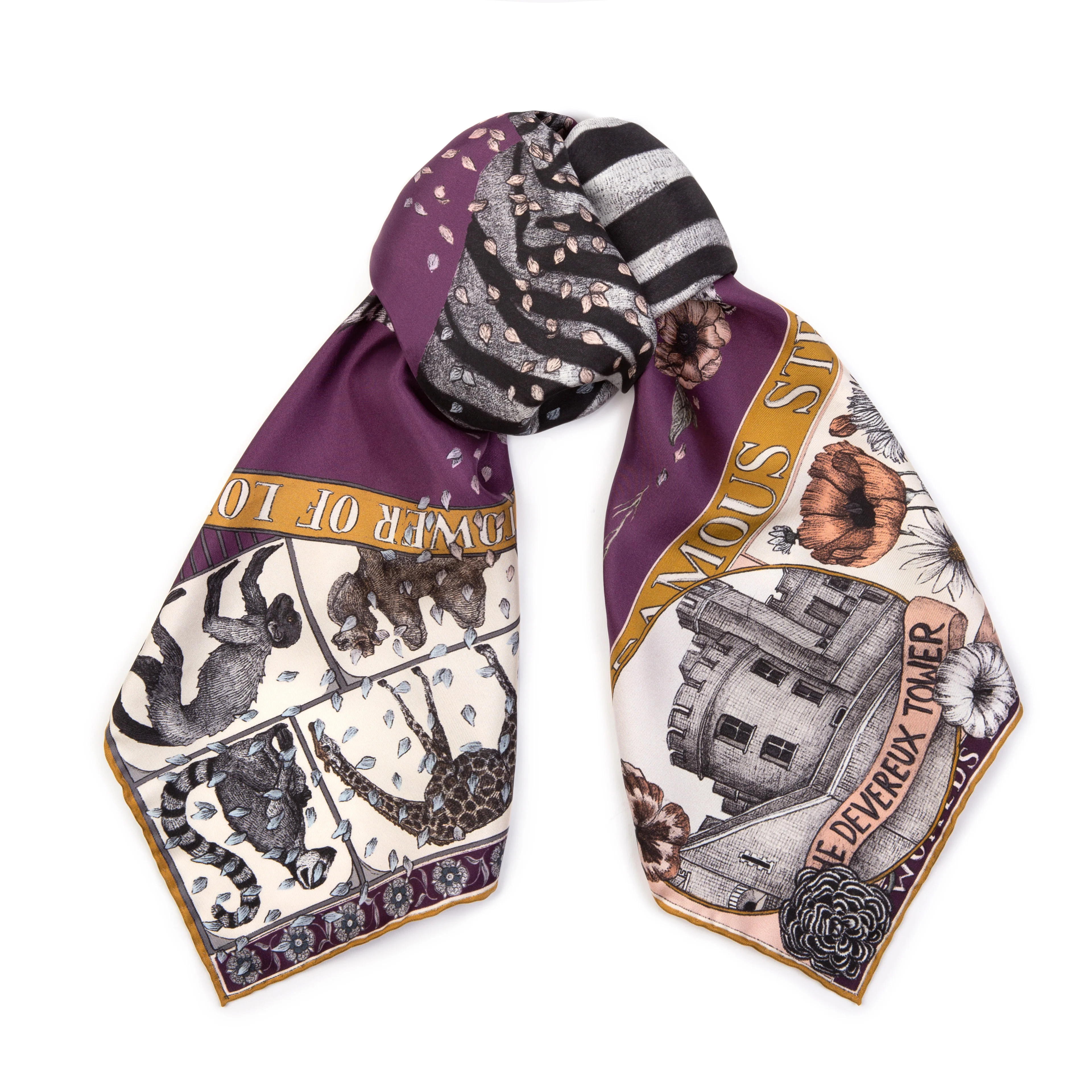 royal striped horses silk scarf - amethyst - Image 3