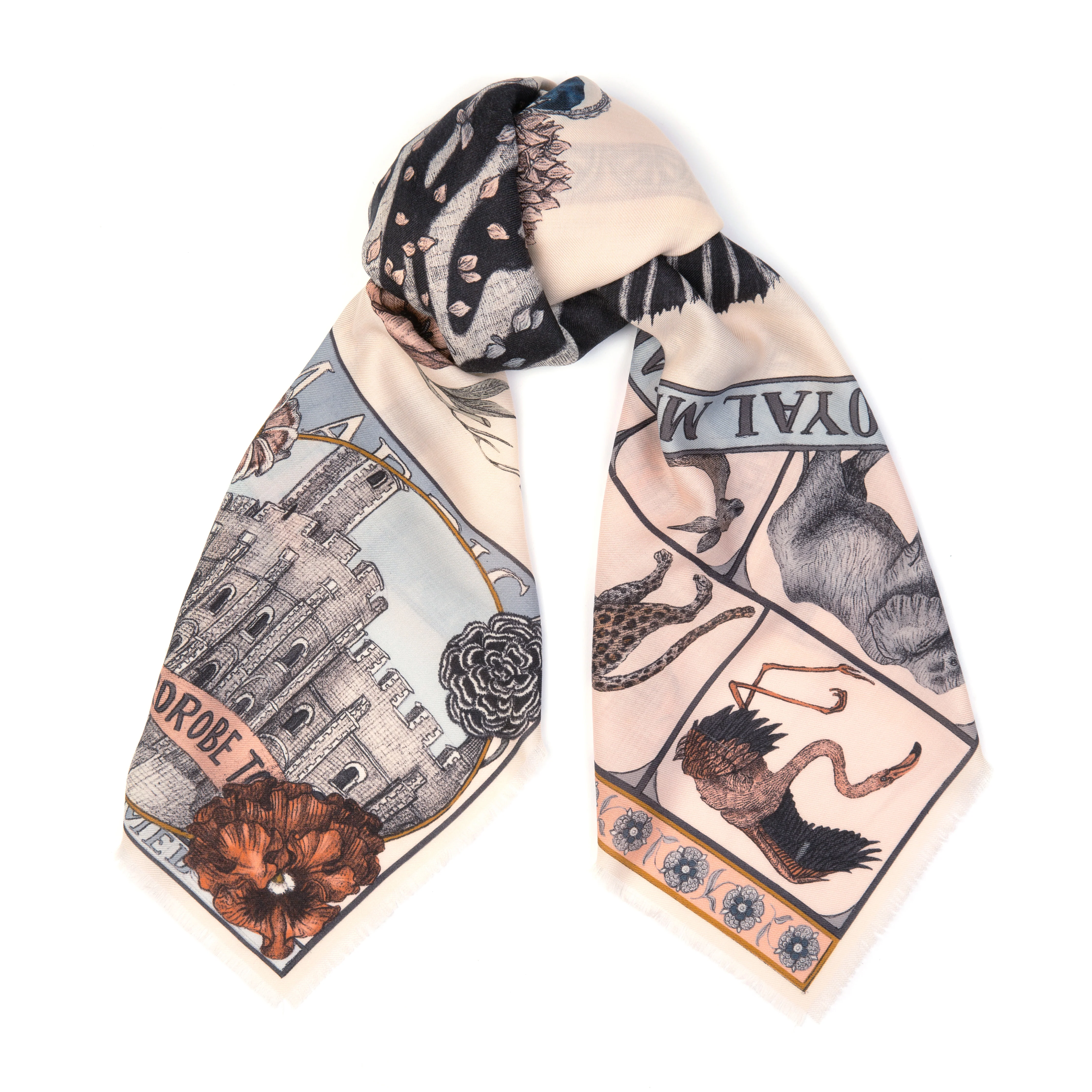 royal striped horses wool silk scarf - pastel - Image 3