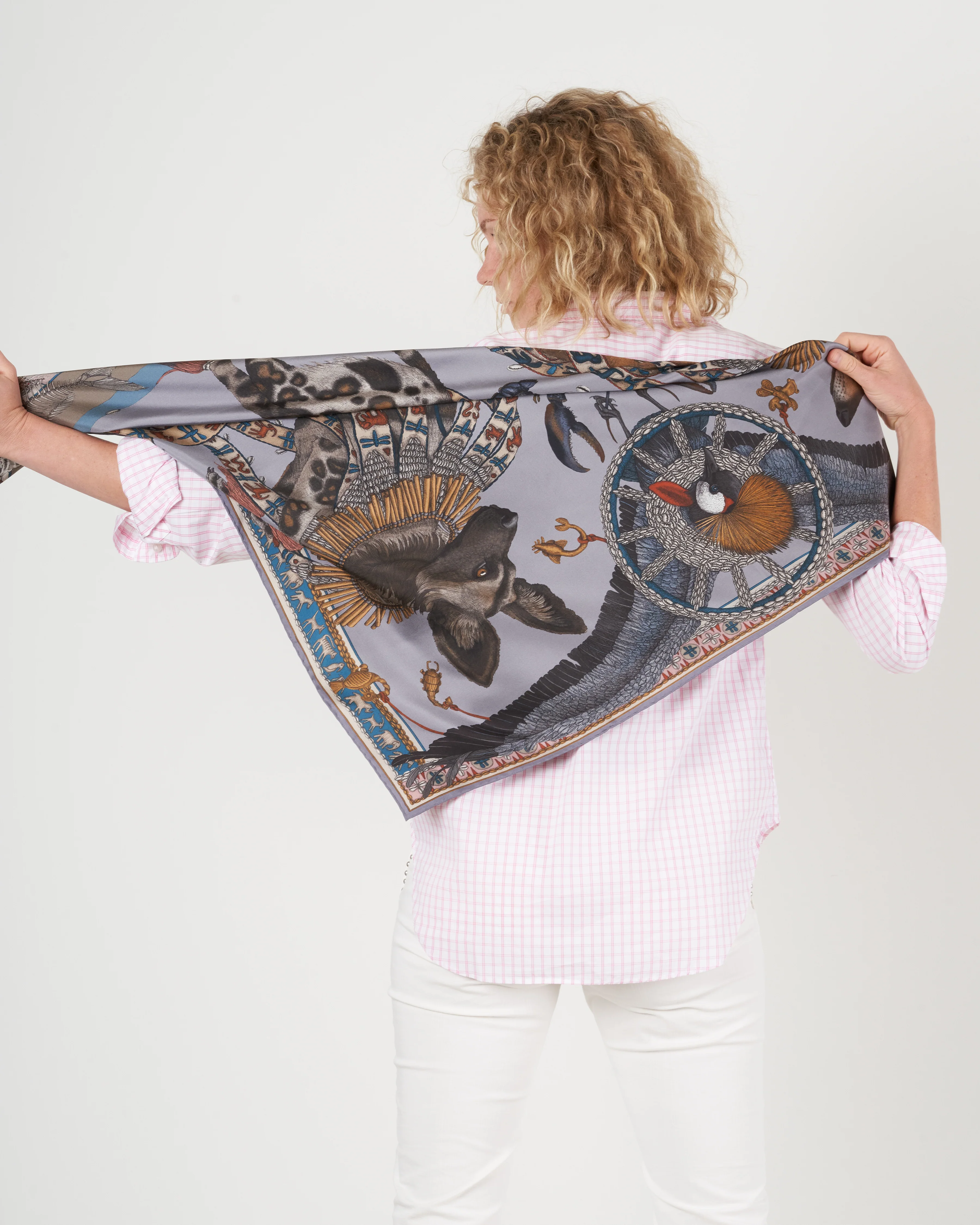 silk scarf 90 x 90 cm - heather/fawn - Image 3