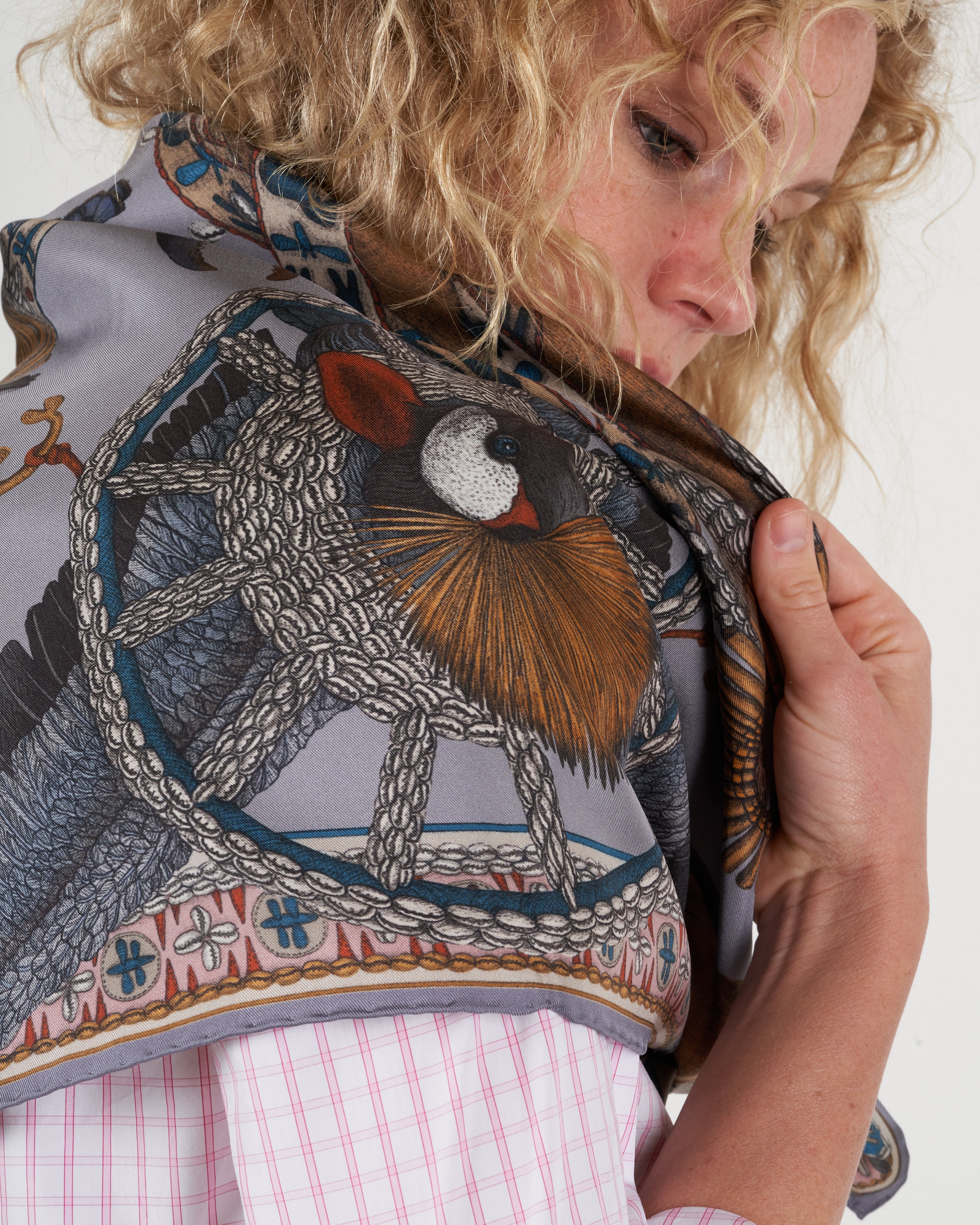 silk scarf 90 x 90 cm - heather/fawn - Image 4