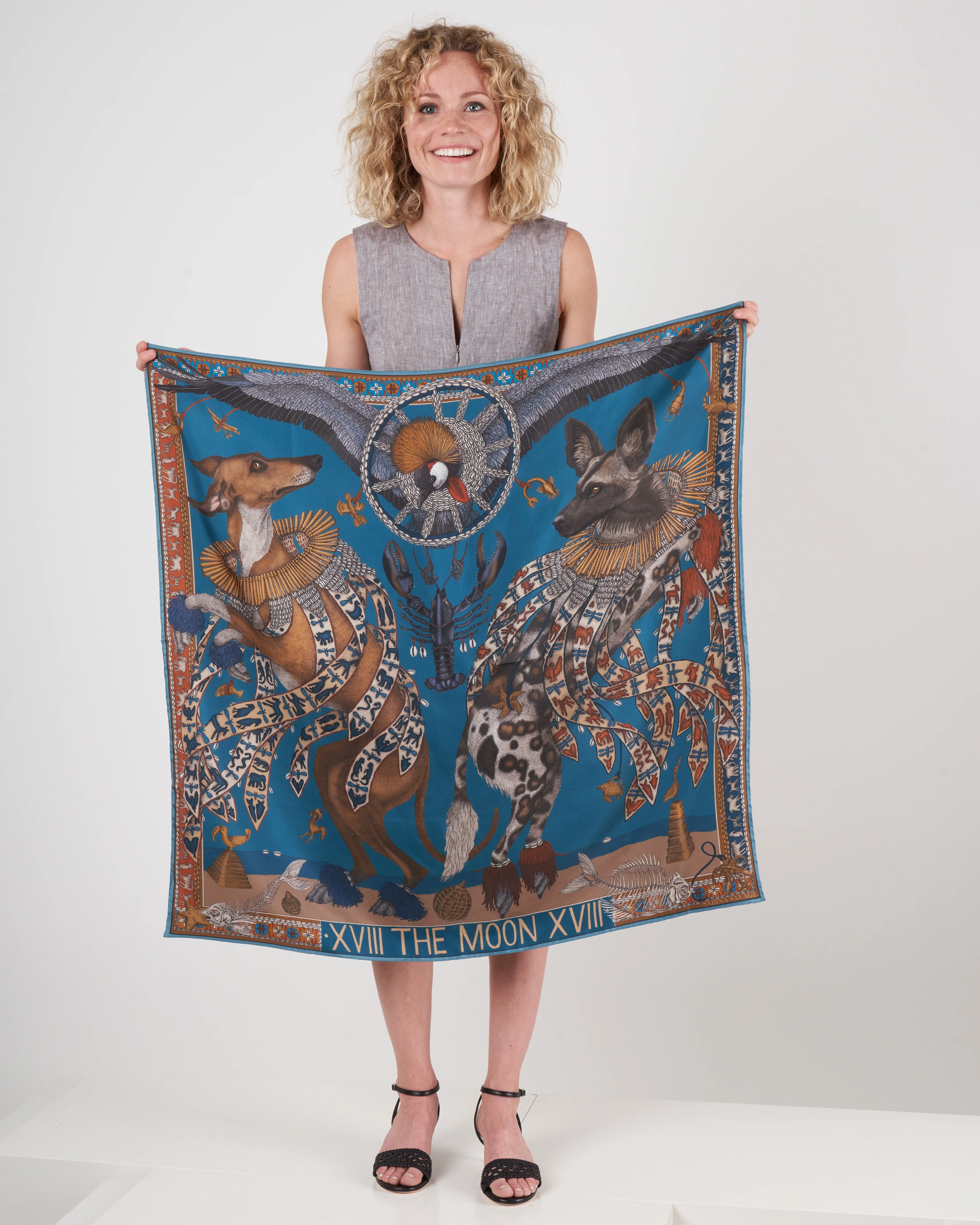 silk scarf 90 x 90 cm - lagoon/fawn - Image 2