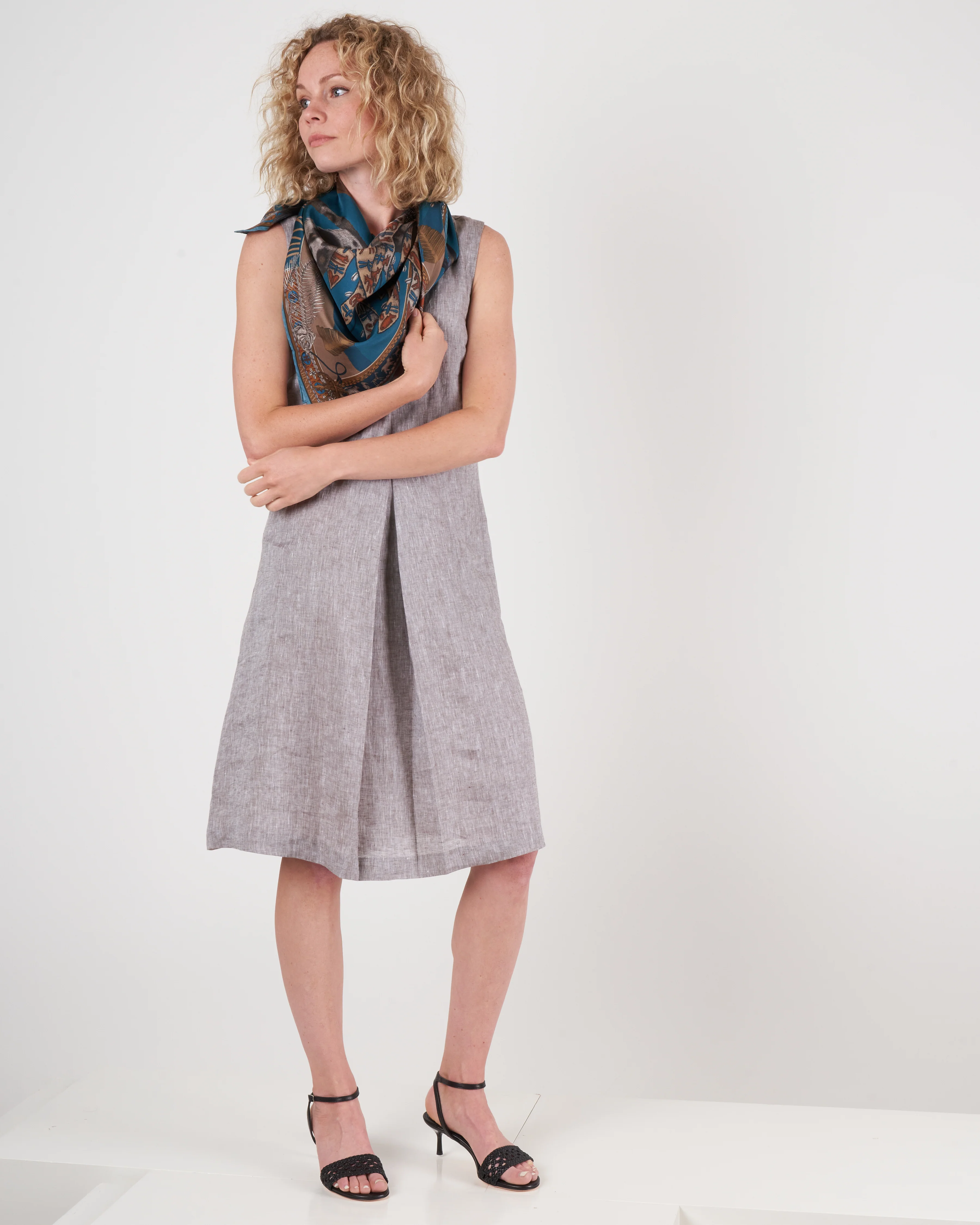 silk scarf 90 x 90 cm - lagoon/fawn - Image 3