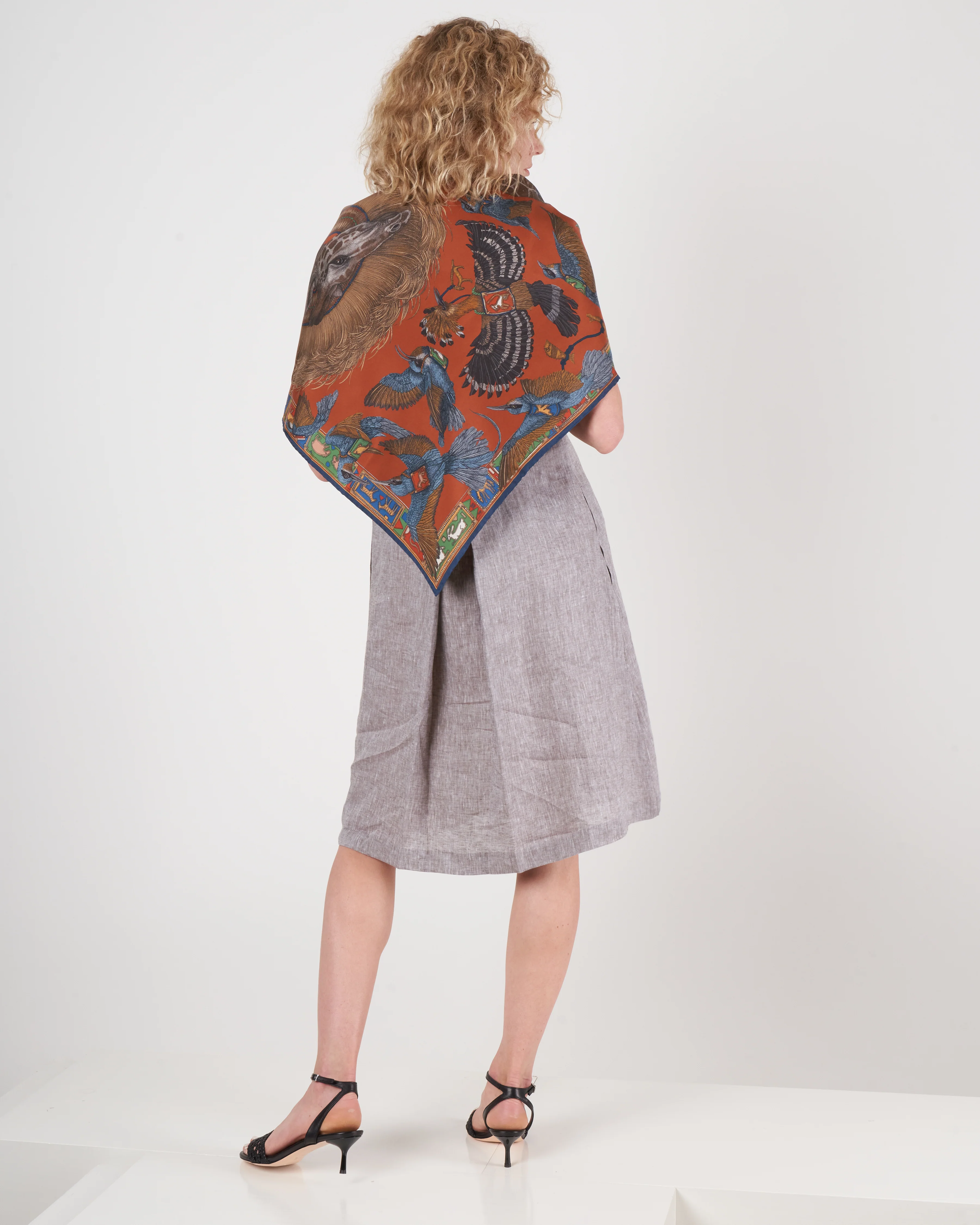 silk scarf 90 x 90 cm - spice/navy - Image 3