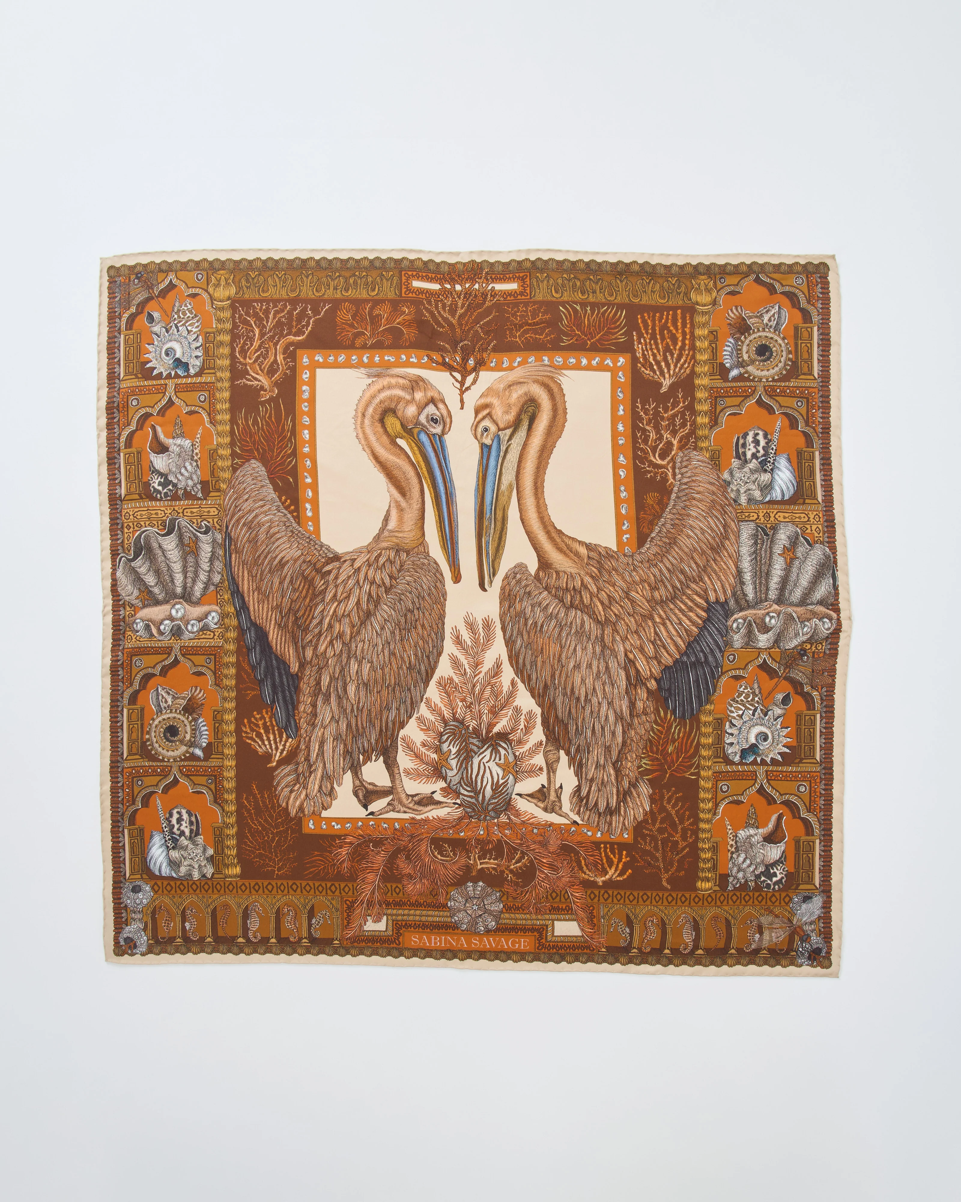 the pelicans and the sea silk square scarf - Image 3