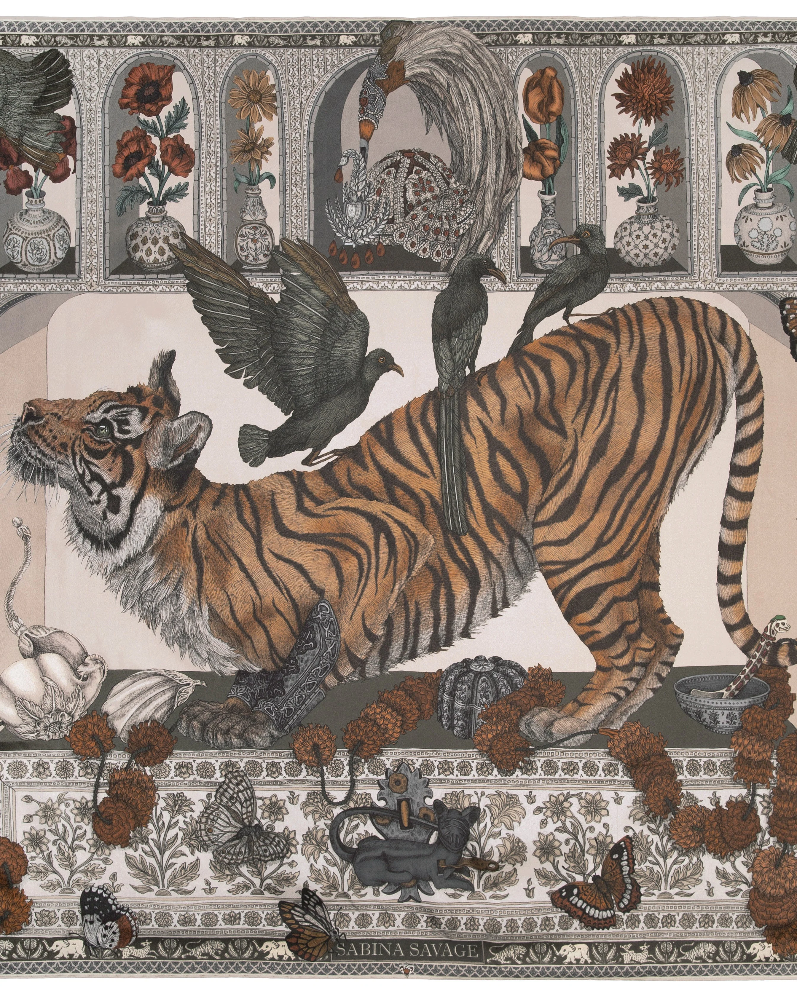 silk square scarf the tiger trap - porcelain moss - Image 2