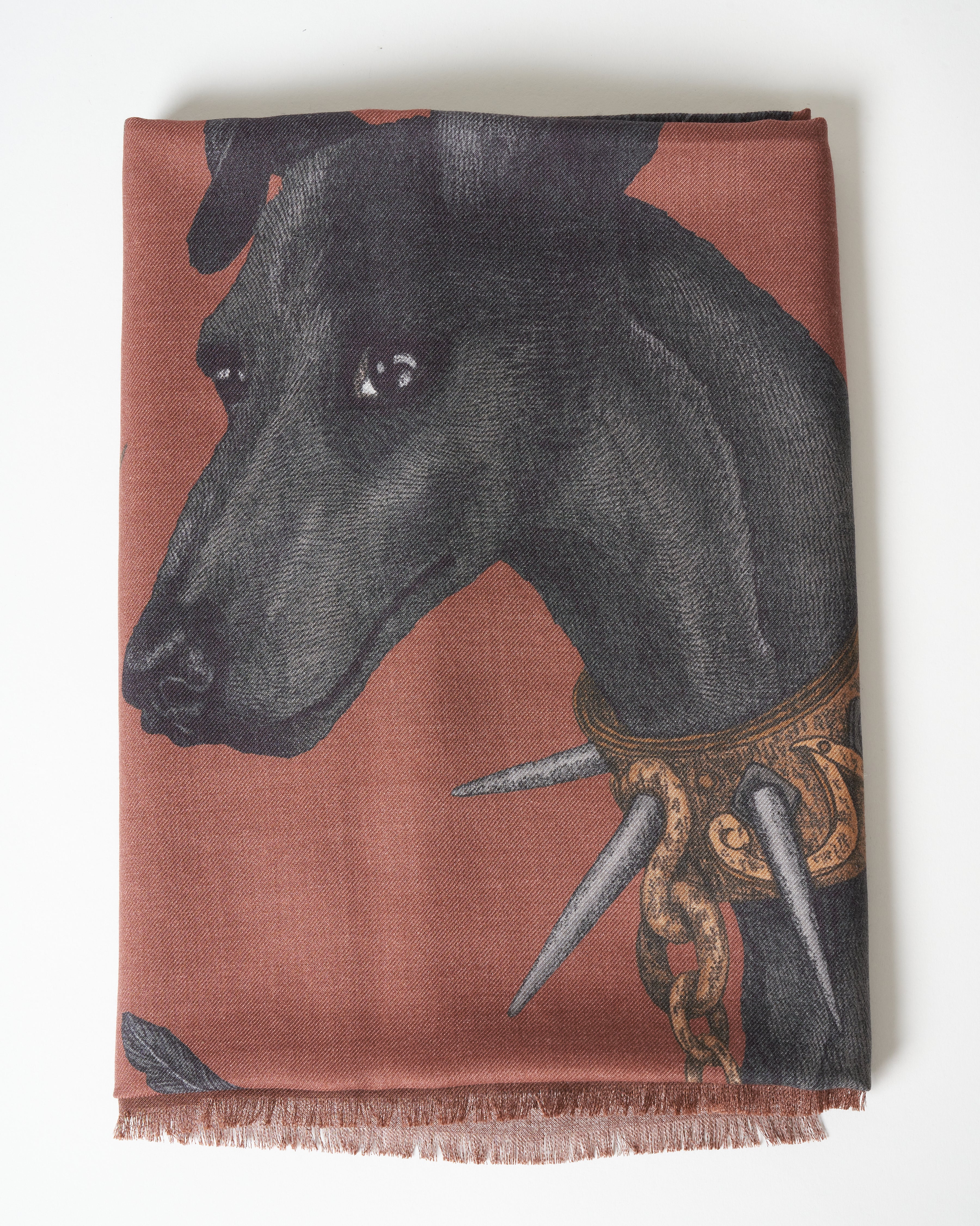cave canem wool silk scarf - terracotta - Image 4