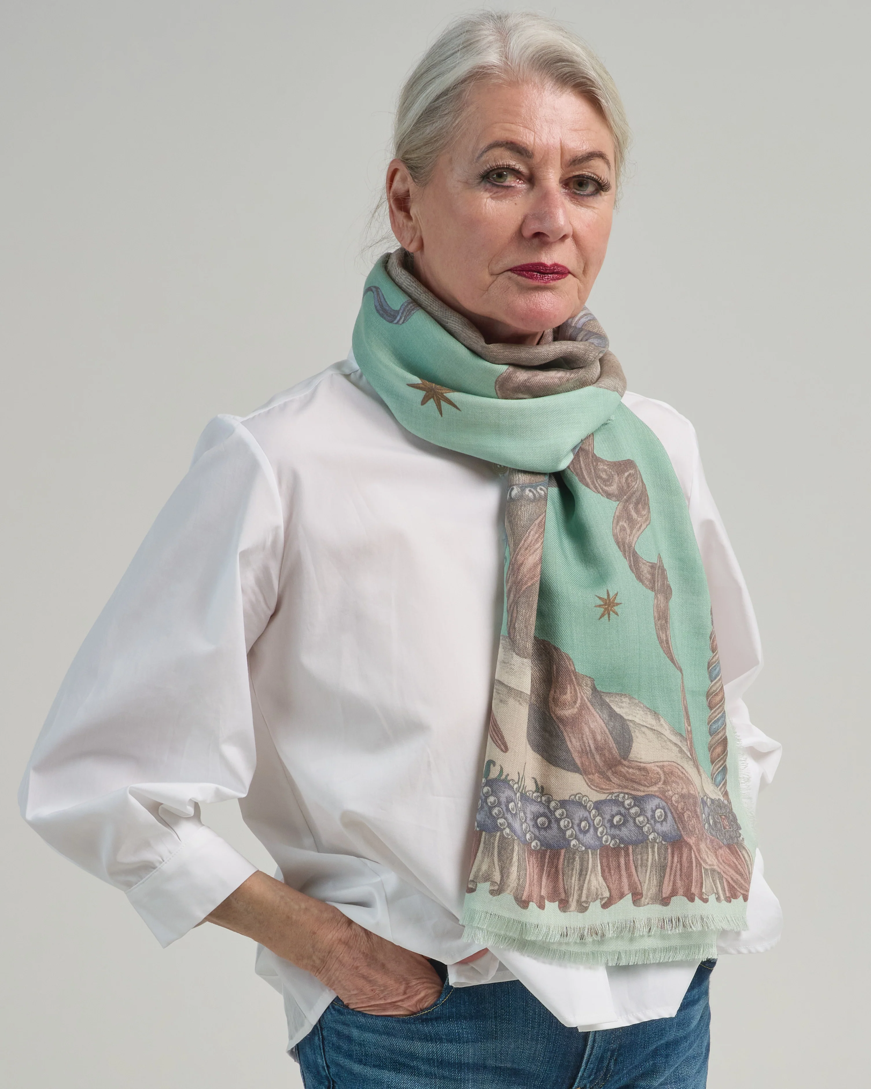 the celestial steed wool/silk square scarf - Image 2