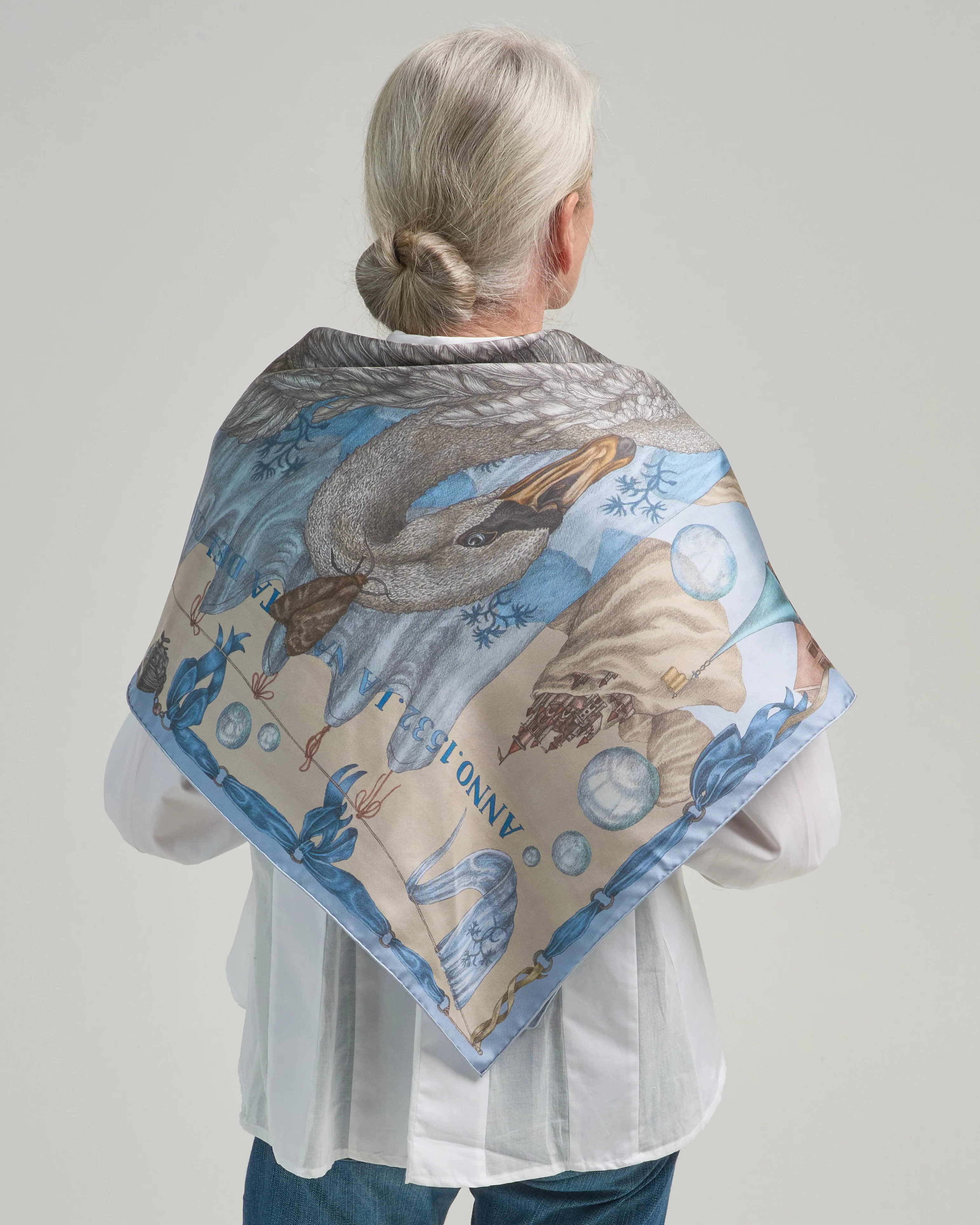 the glass swan silk twill square scarf - Image 2