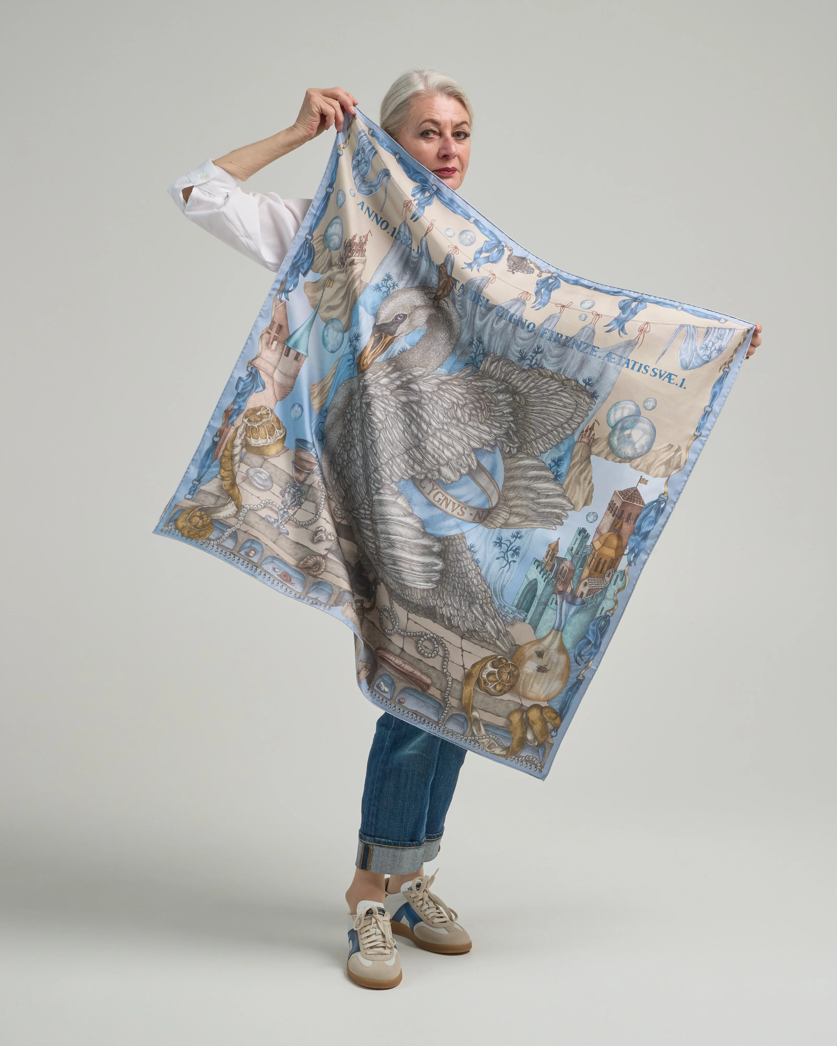 the glass swan silk twill square scarf - Image 3