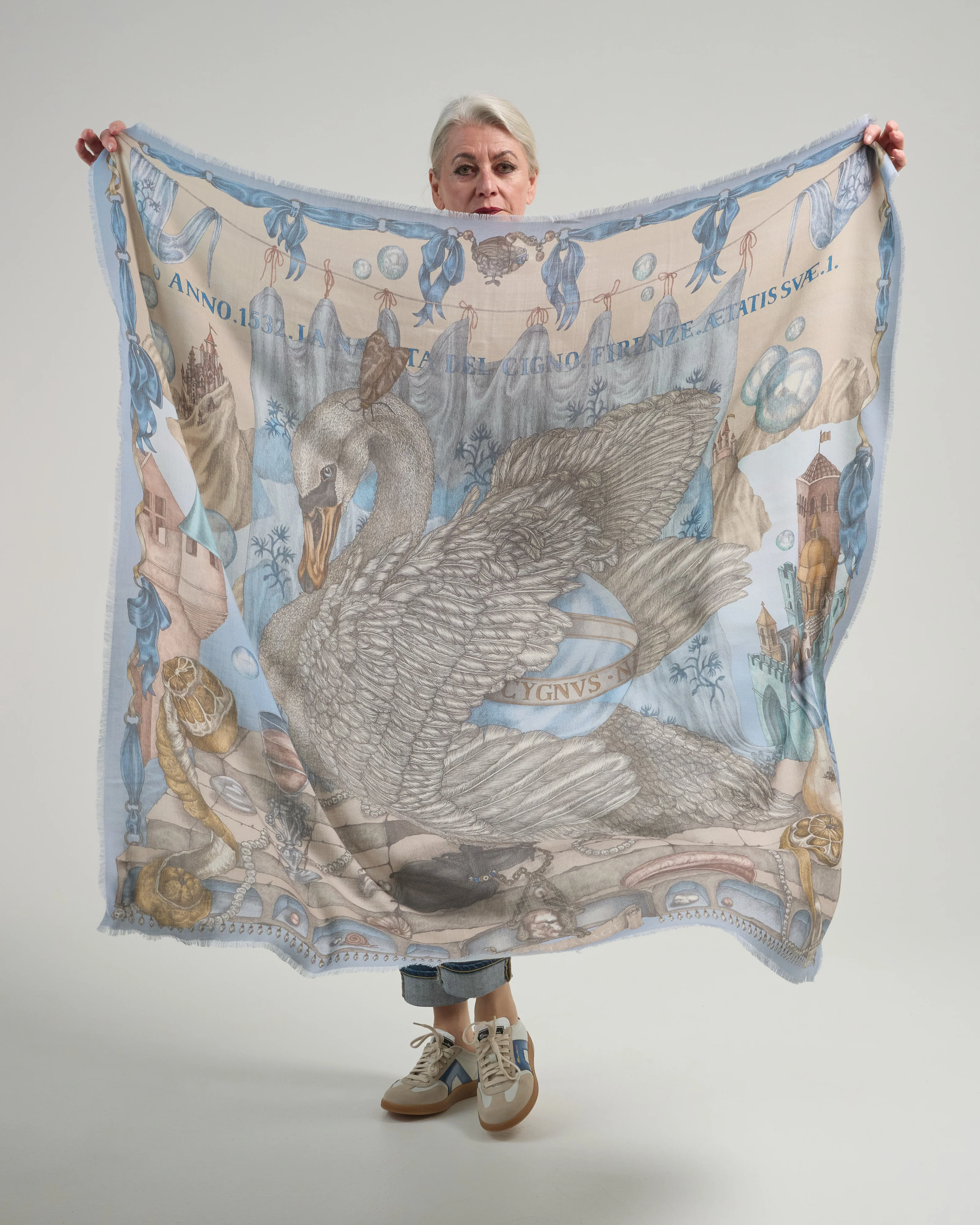 the glass swan wool/silk square scarf - Image 2