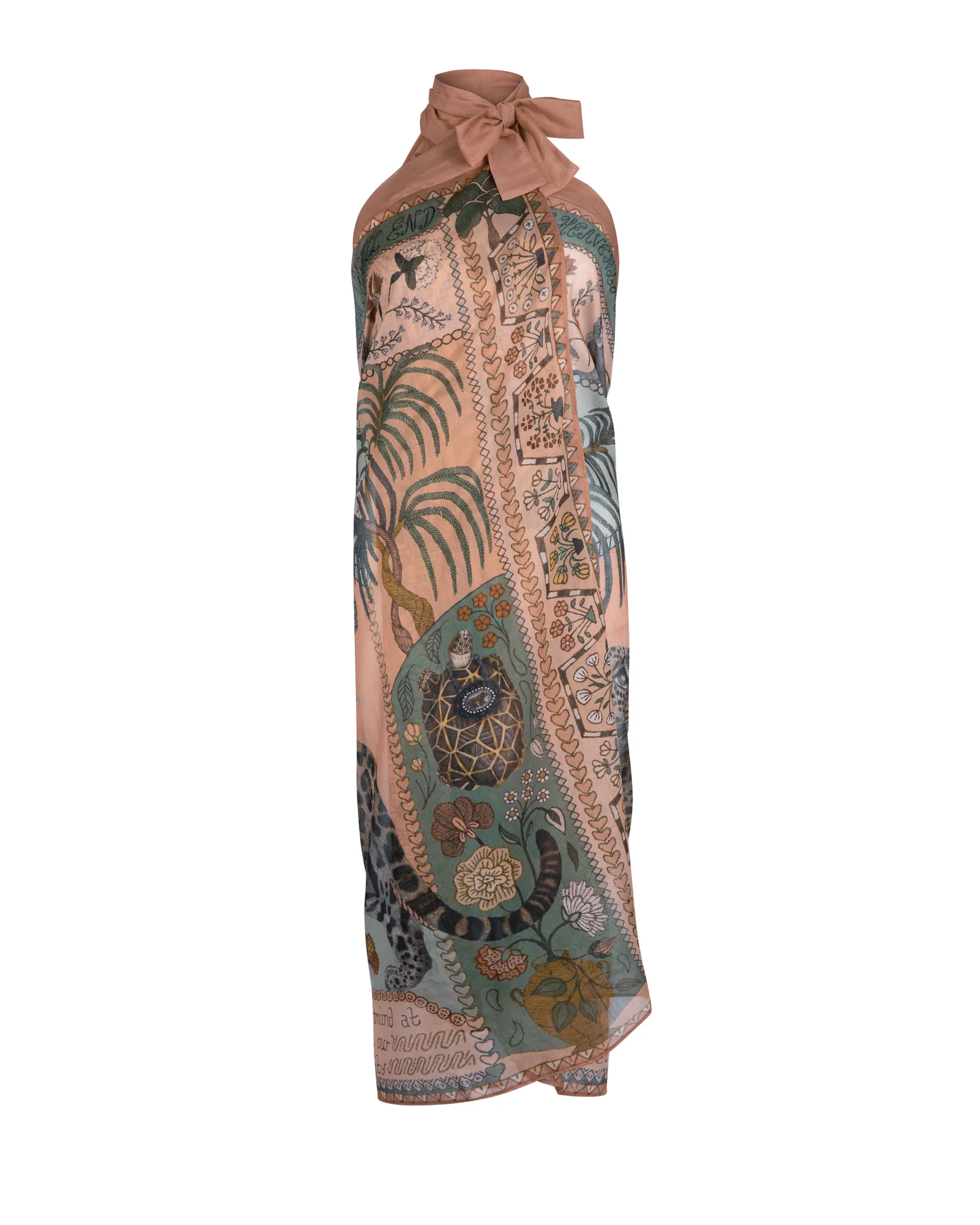 the jaguar's paradise pareo - peach/sage - Image 2