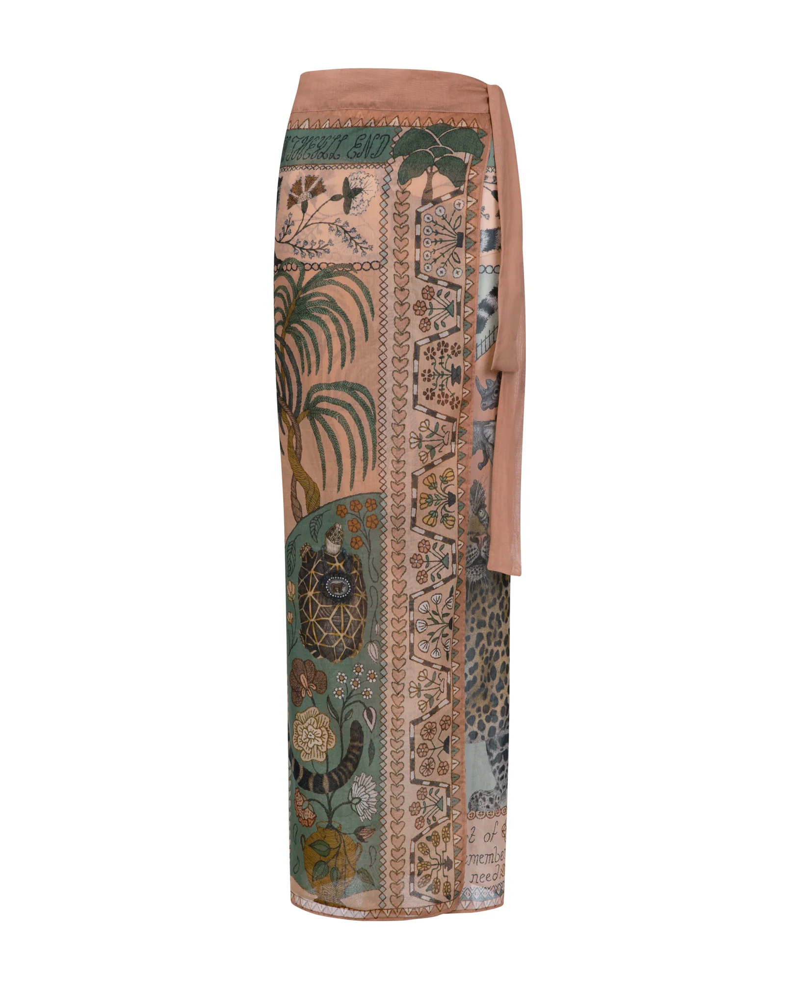 the jaguar's paradise pareo - peach/sage - Image 3