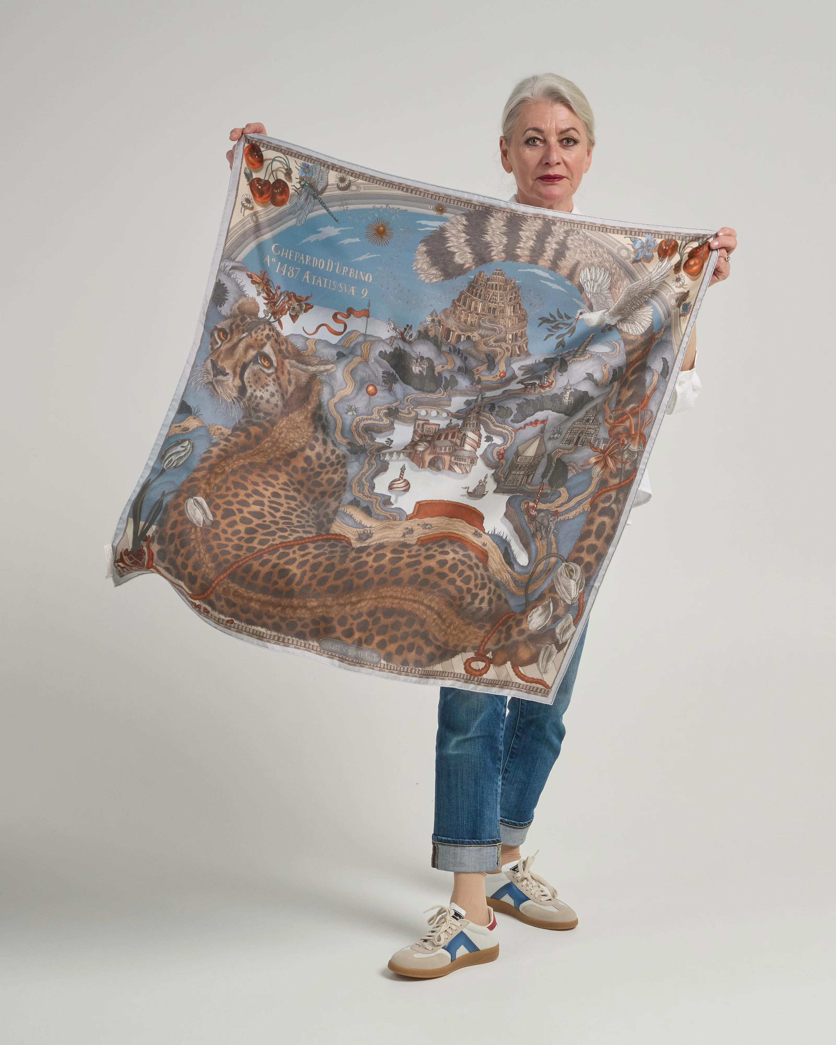 the medici cheetah silk twill square scarf - Image 3