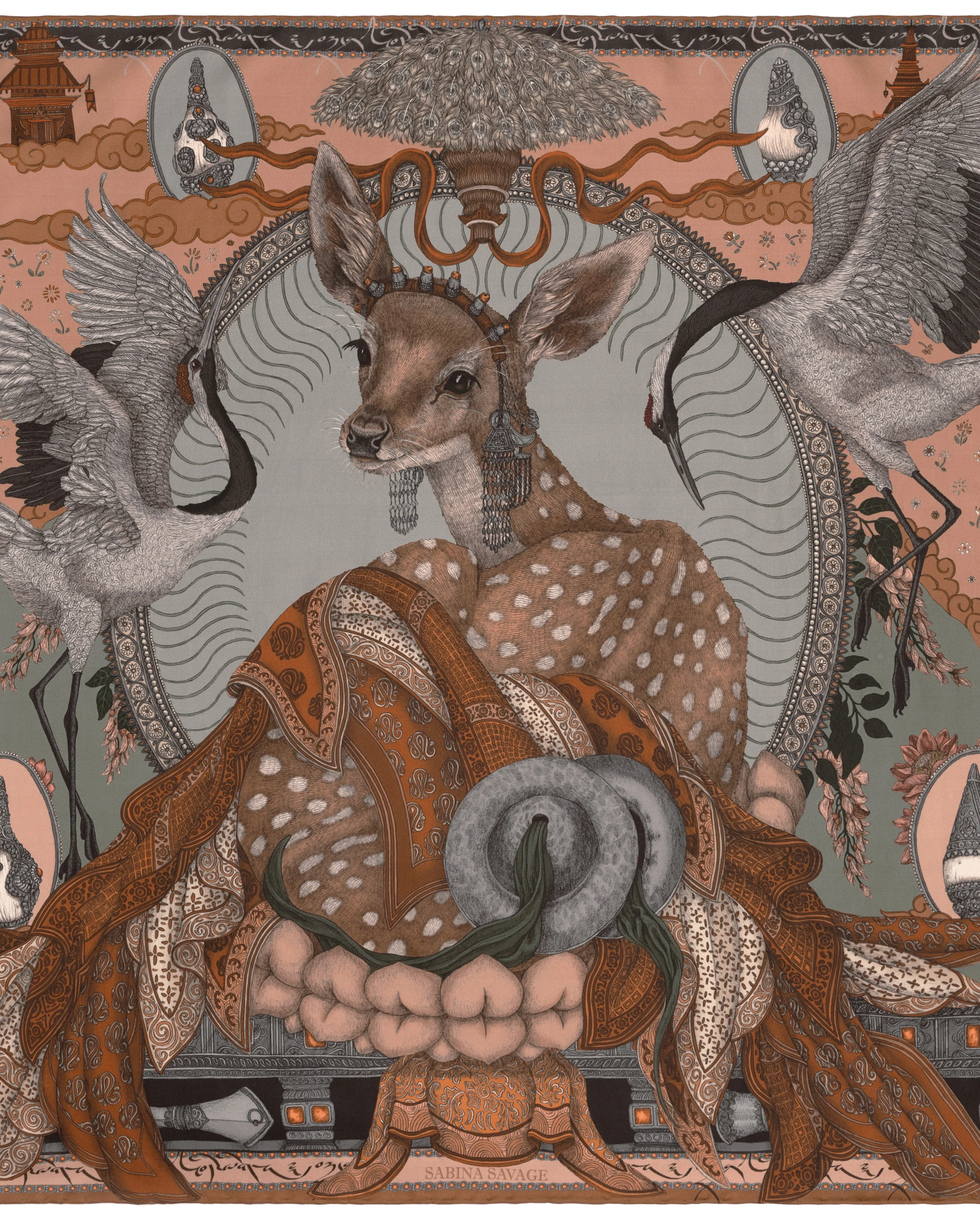 the song deer silk twill square scarf - Image 2