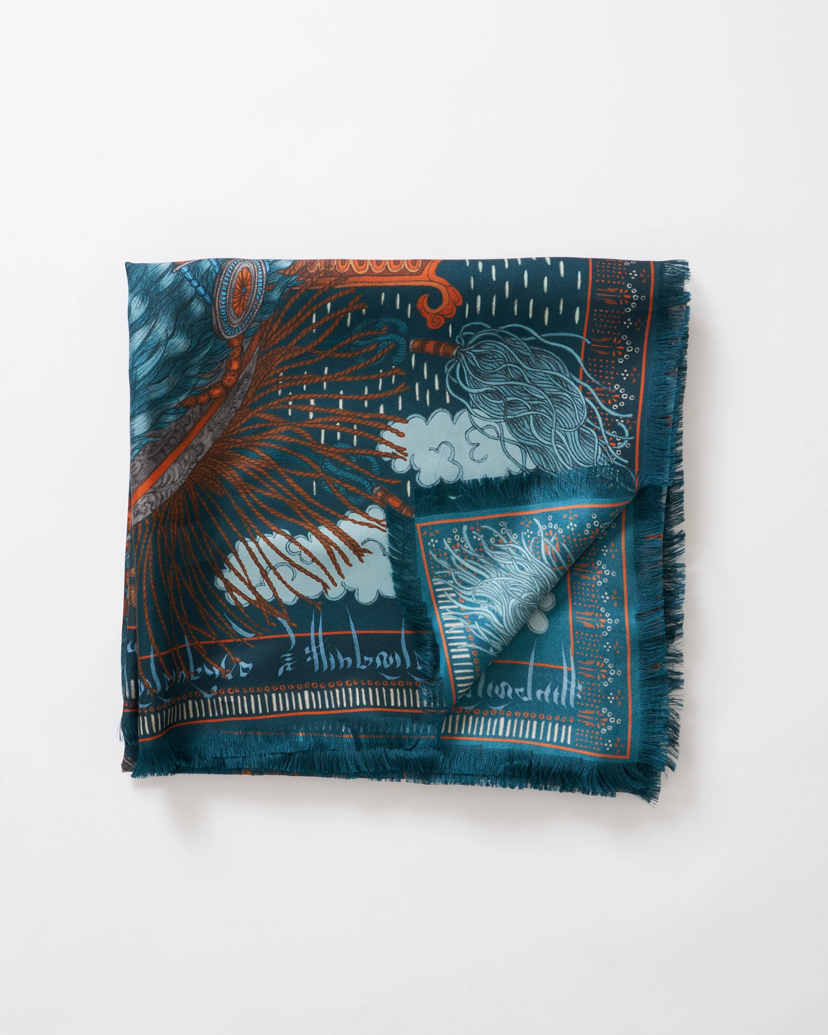 the snow lion silk twill large square scarf - Image 3