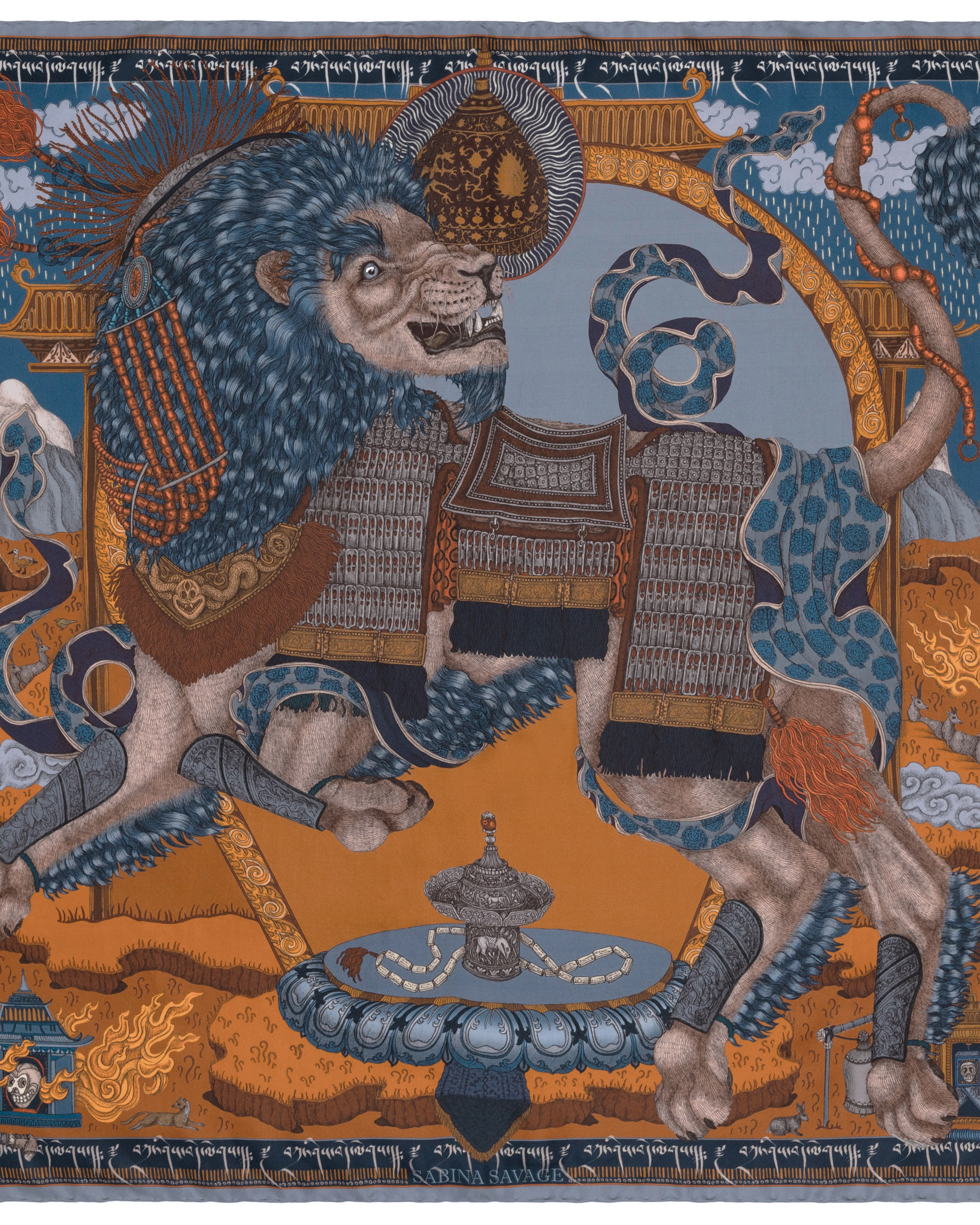the snow lion silk twill square scarf - Image 2