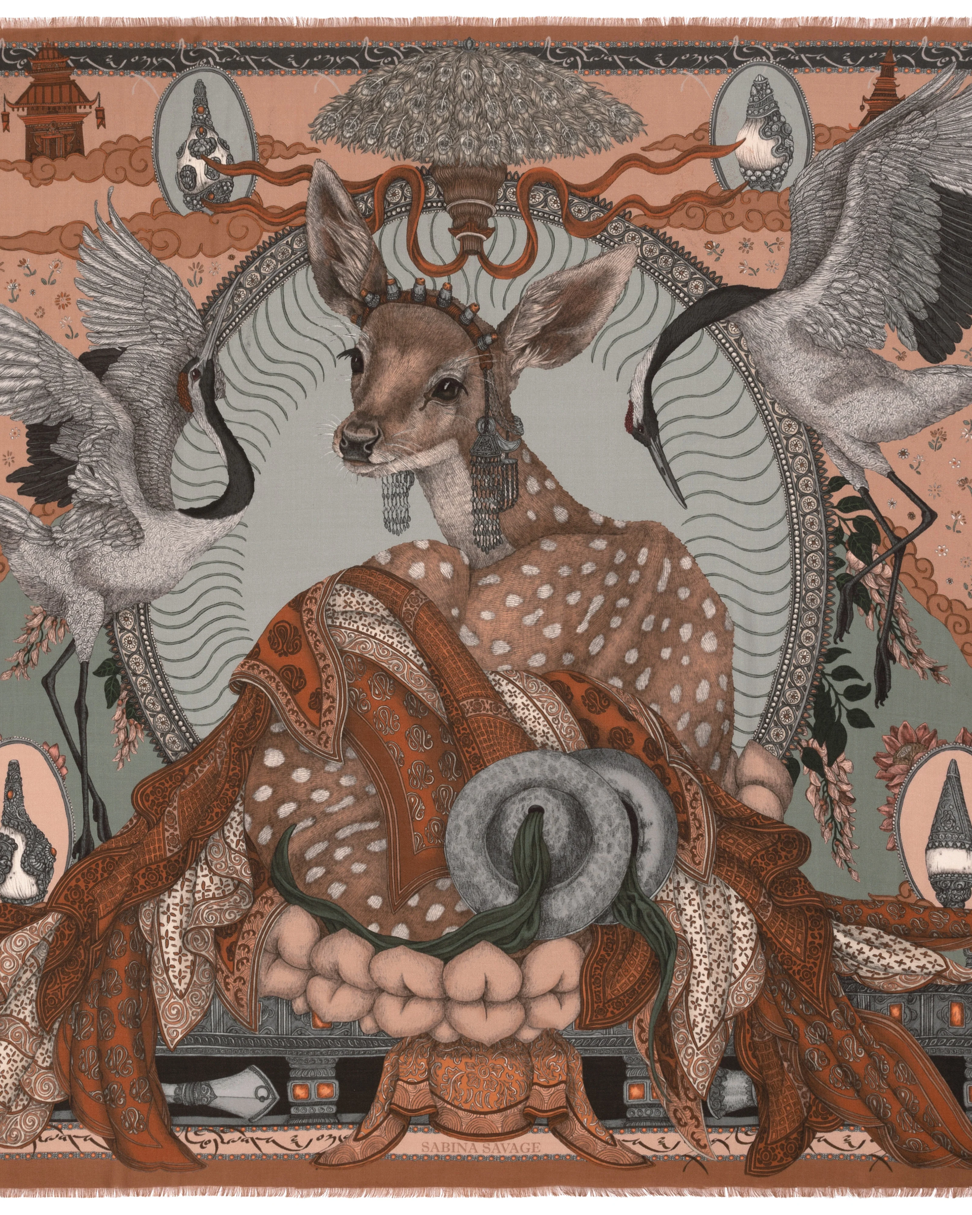 the song deer wool/silk square scarf - Image 2