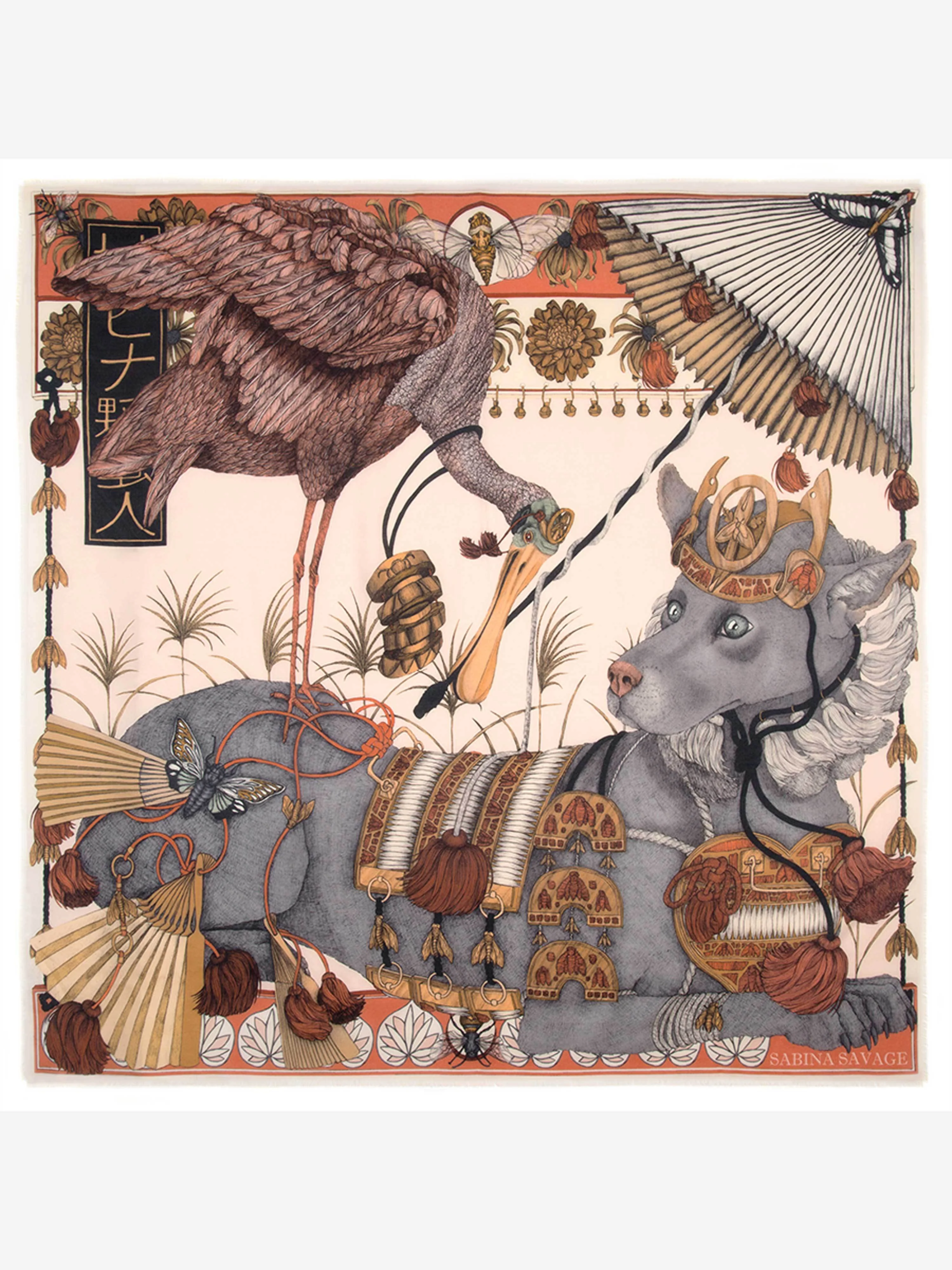 spoonbill and jindo wool/silk scarf - petal/rice paper - Image 2