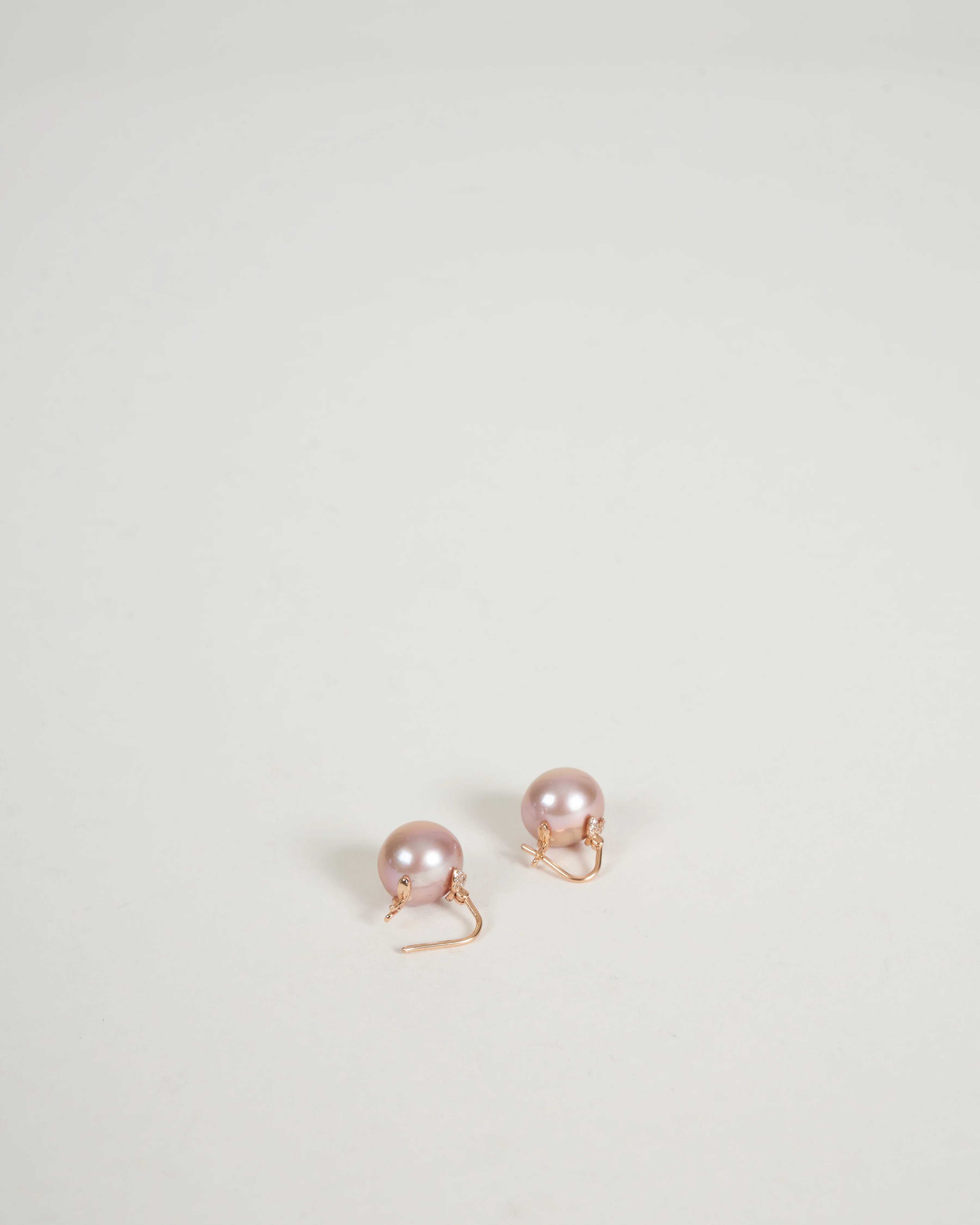 18k pink pearls w/ pave diamonds earrings - pearl - Image 3