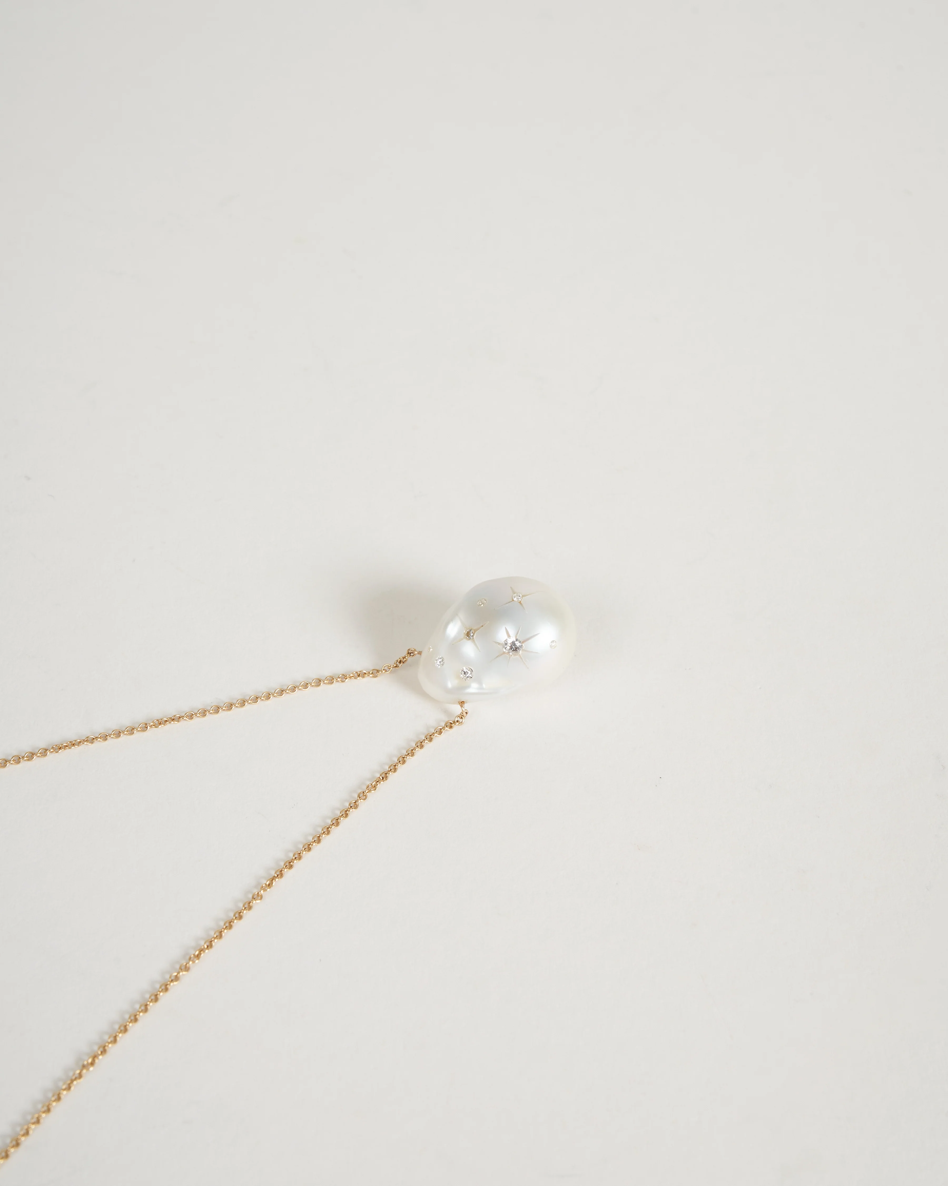 freshwater baroque pearl diamond galaxy necklace