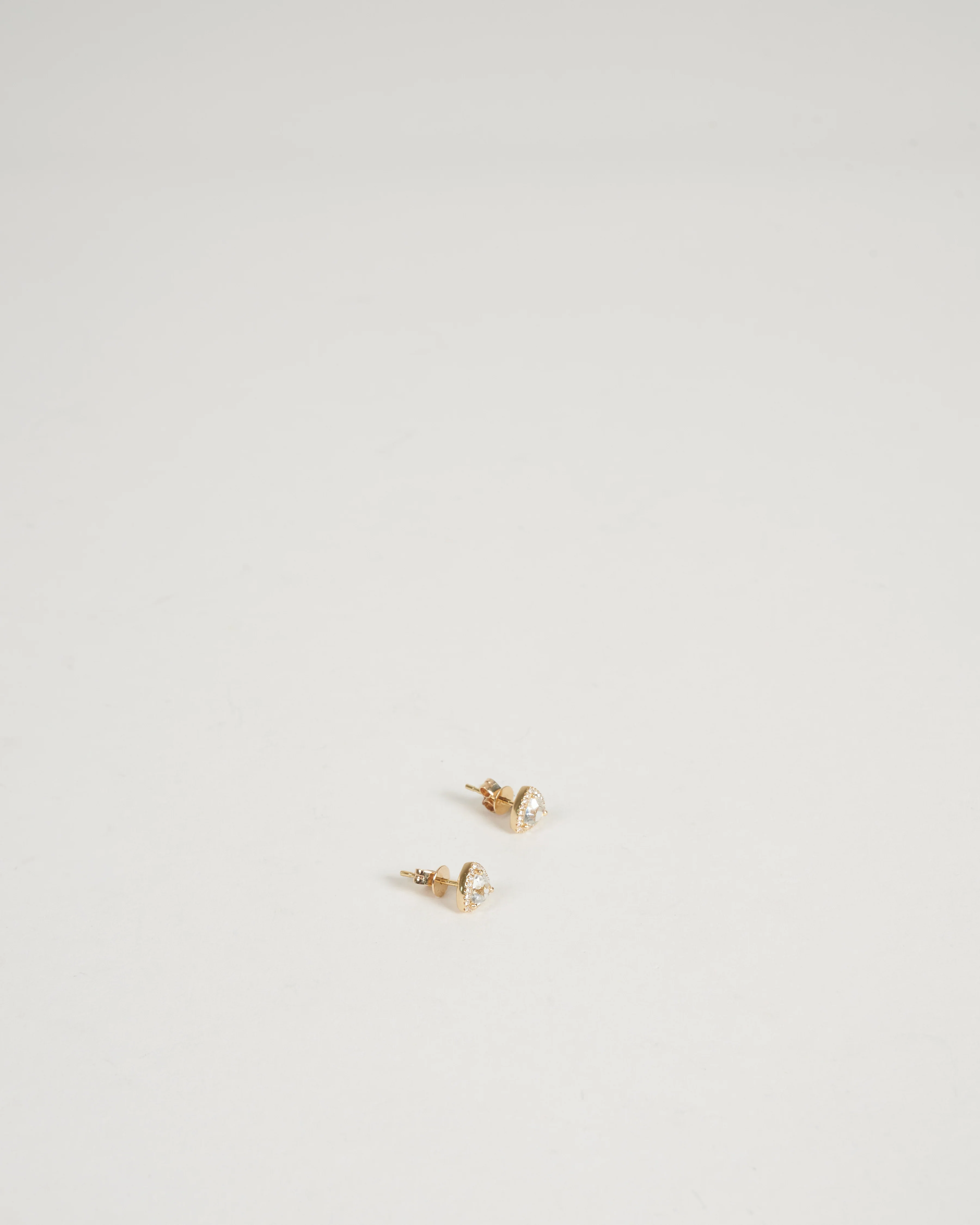 triangle white topaz diamond halo stud earrings - white topaz - Image 3