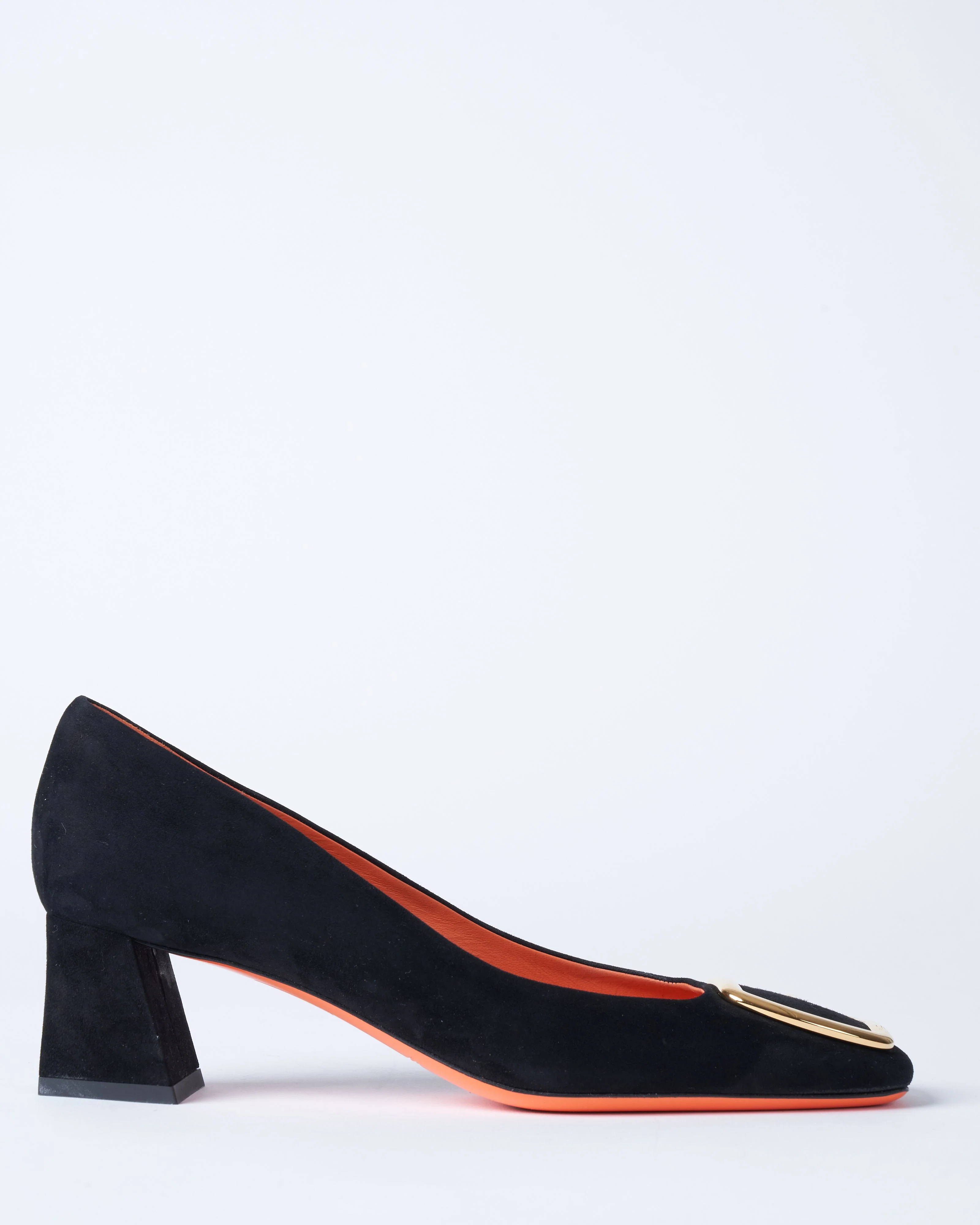 hasmig heel with front buckle - black suede - Image 2