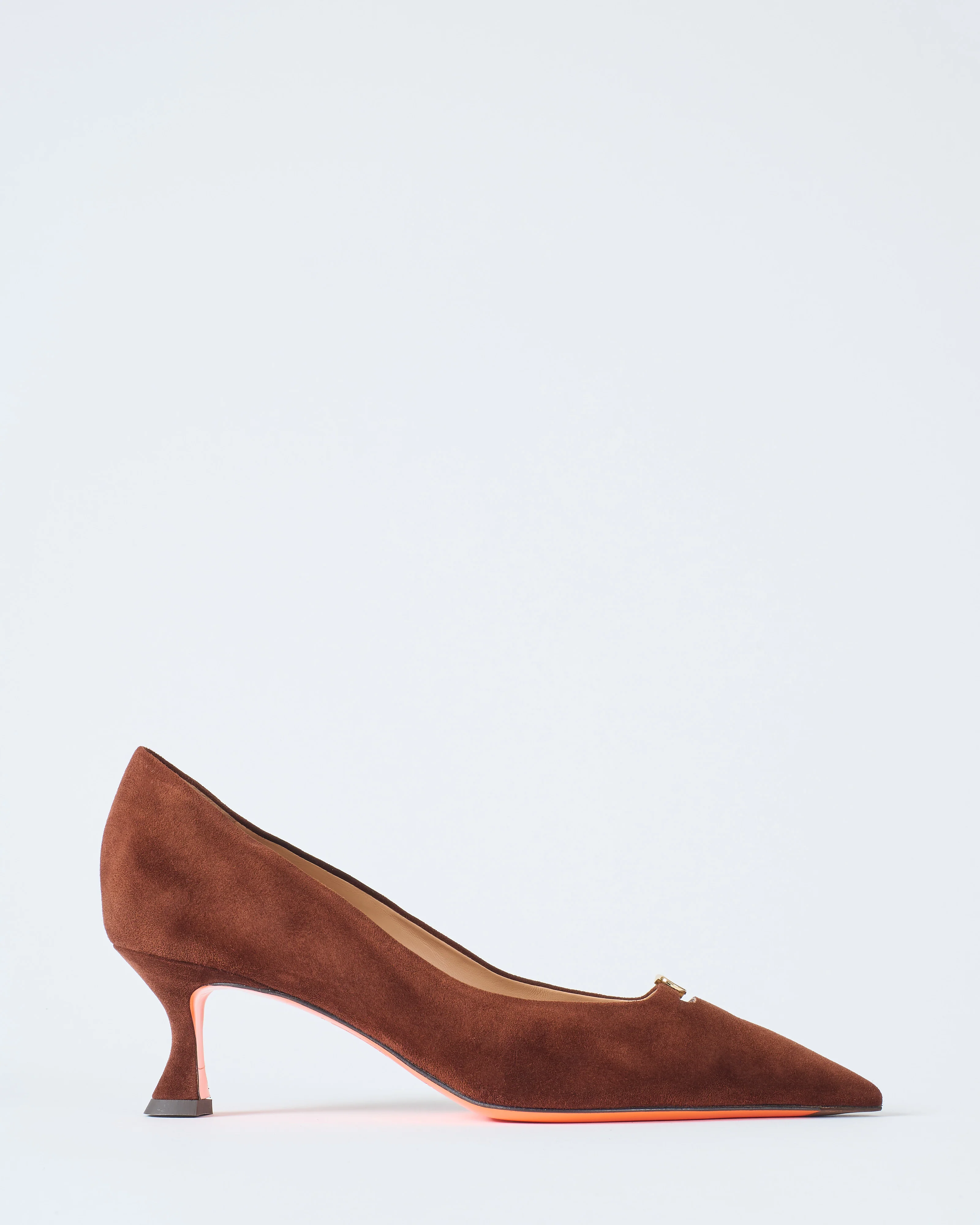 suede pump w/ gold buckle 55mm