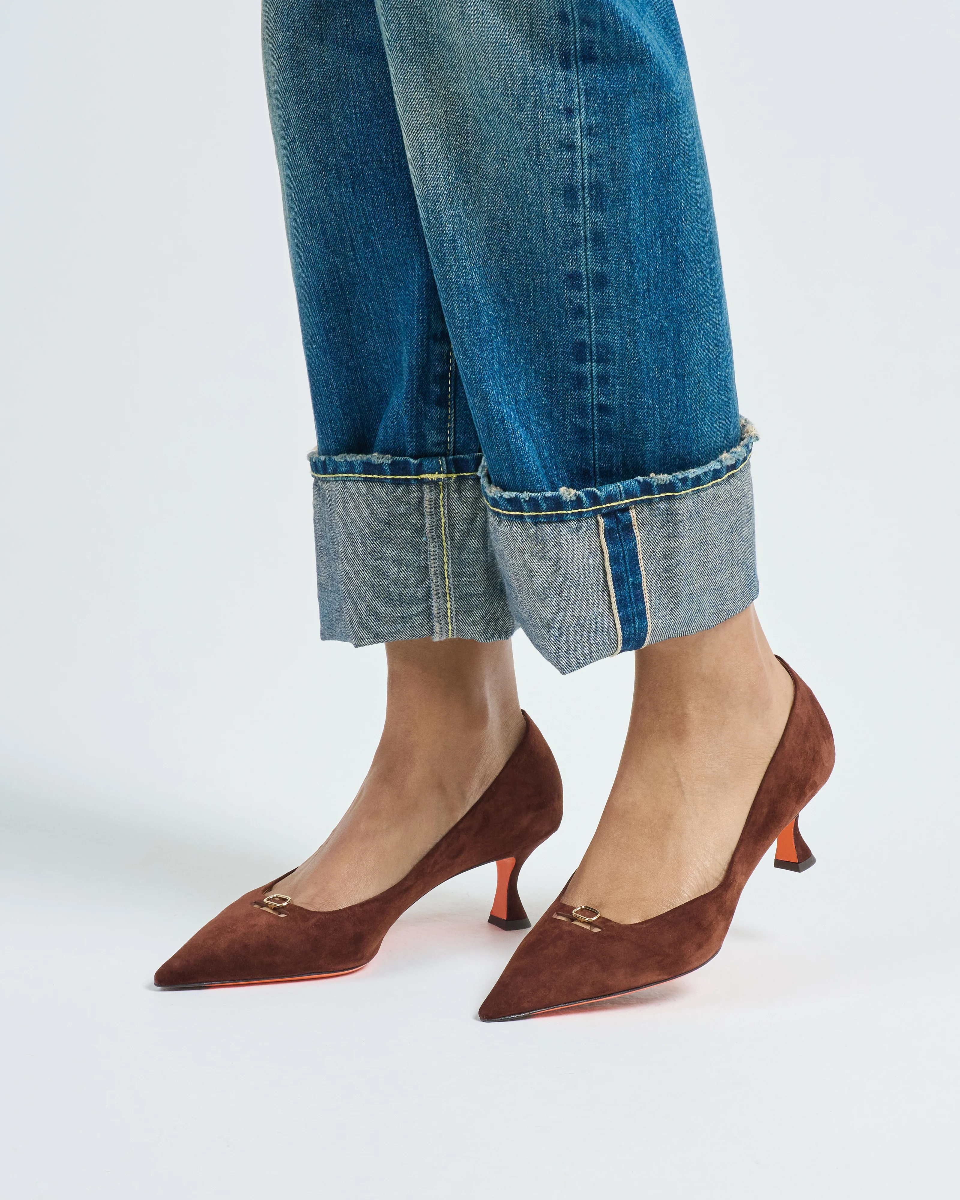 suede pump w/ gold buckle 55mm - Image 5