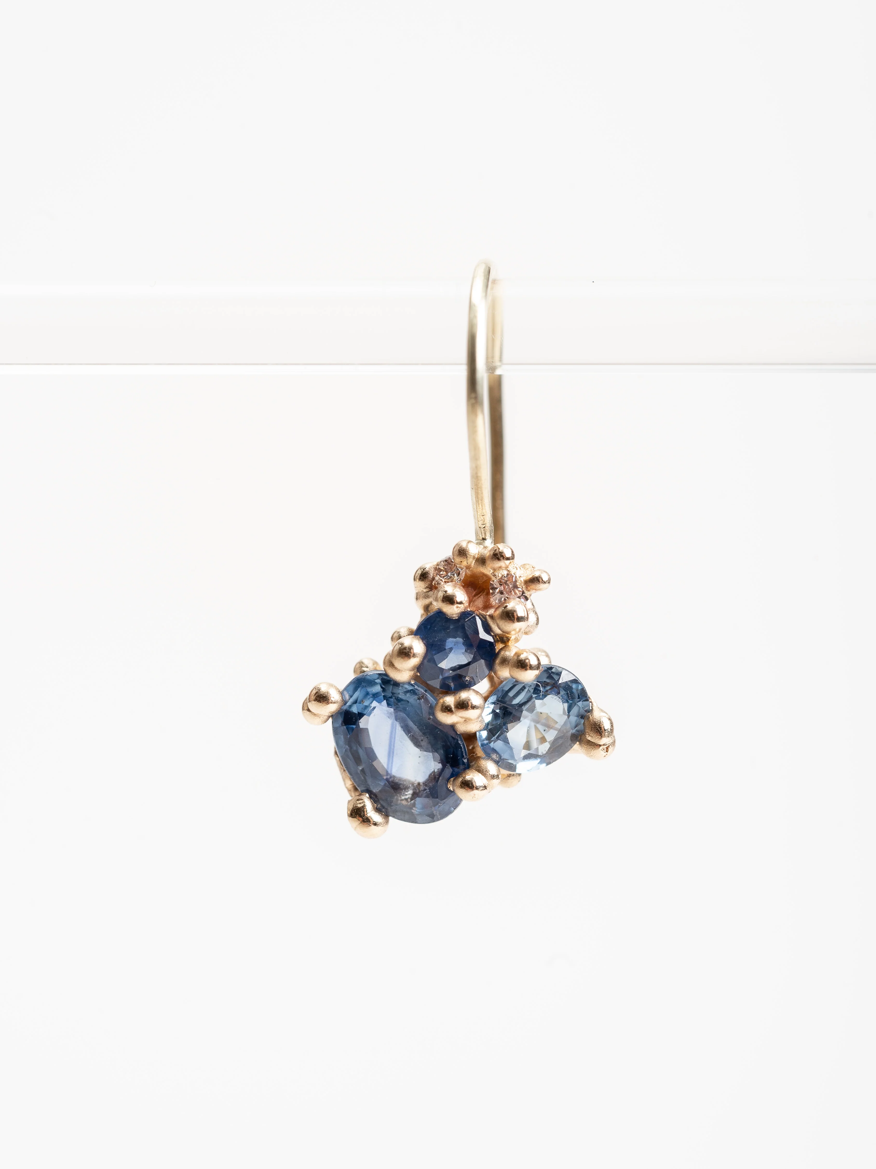 sapphire cluster diamond earrings - Image 2